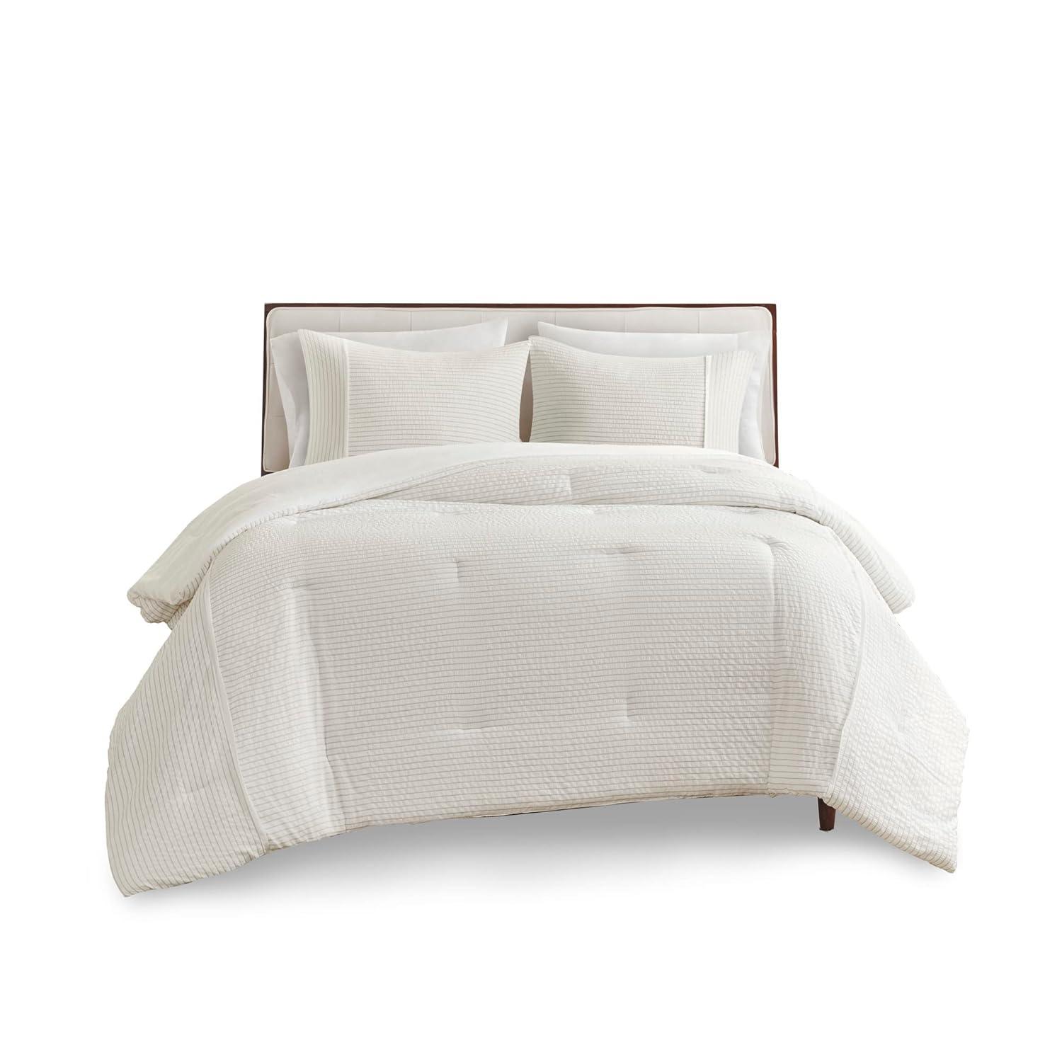 Beautyrest Apollo 3 Piece Striped Seersucker Oversized Comforter Set
