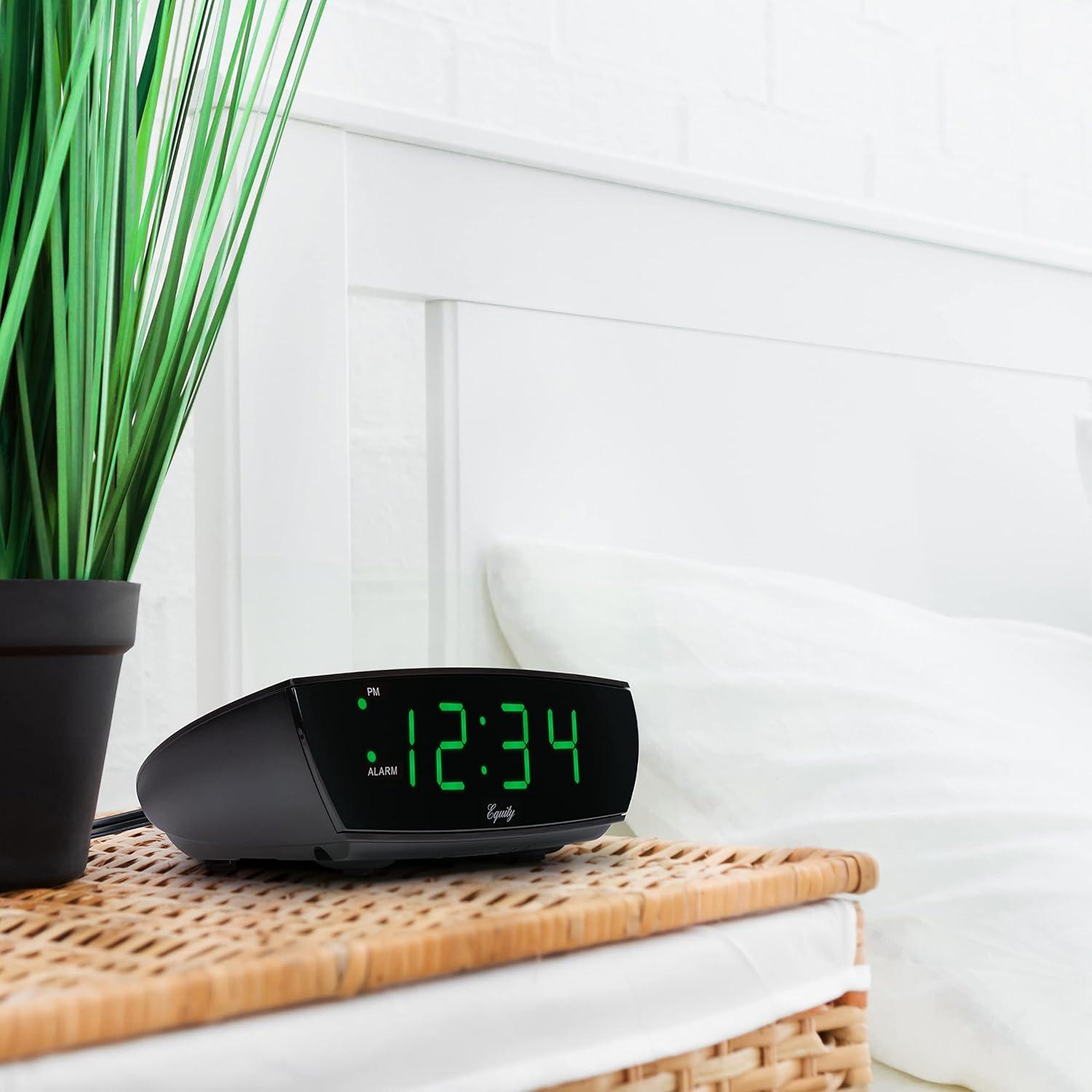 Equity by La Crosse Green 0.9-inch Digital Alarm LED Clock, 75902