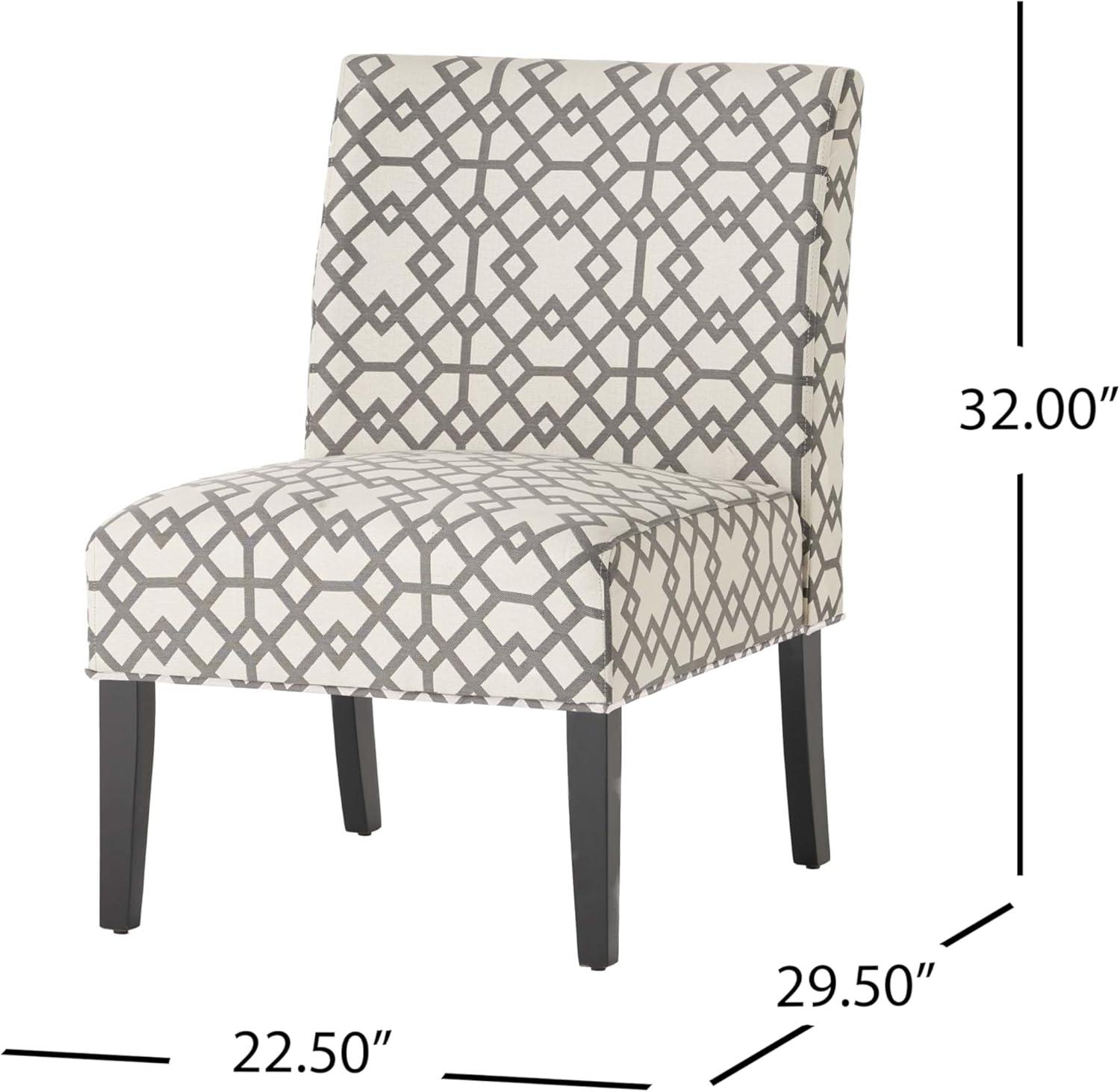 Kassi Accent Chair Gray Geometric Patterned - Christopher Knight Home: Polyester Upholstery, Rubberwood Frame