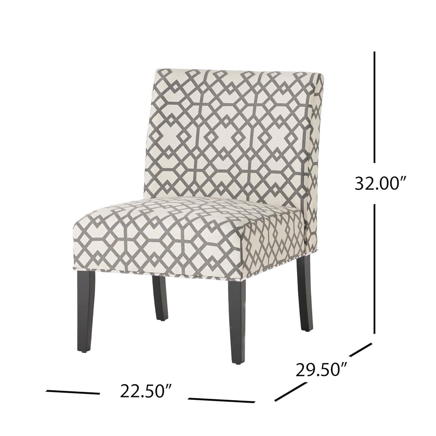 Kassi Accent Chair Gray Geometric Patterned - Christopher Knight Home: Polyester Upholstery, Rubberwood Frame