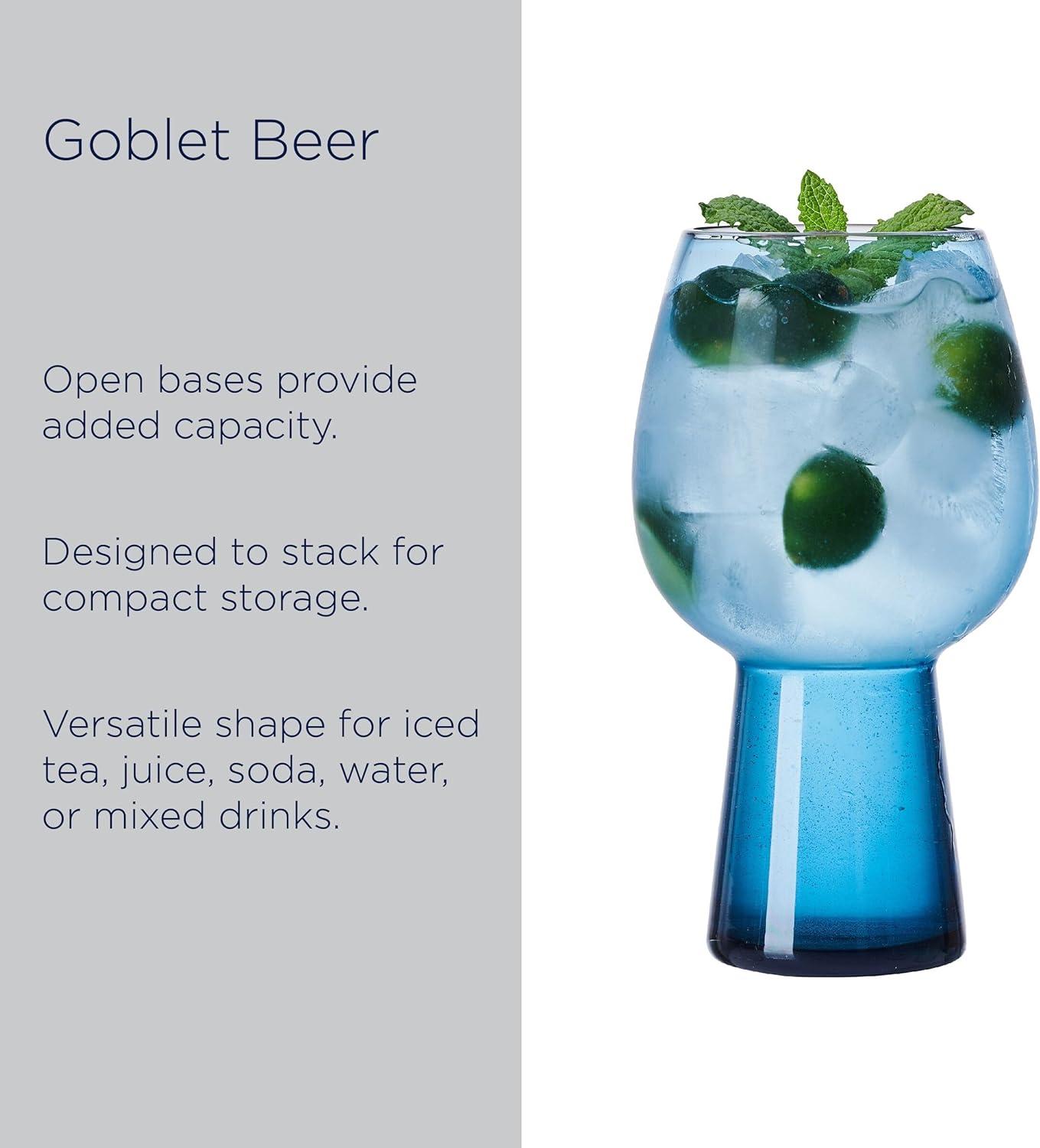 Mikasa 19-Oz Phoebe Beer Goblets, Set Of 4, Blue