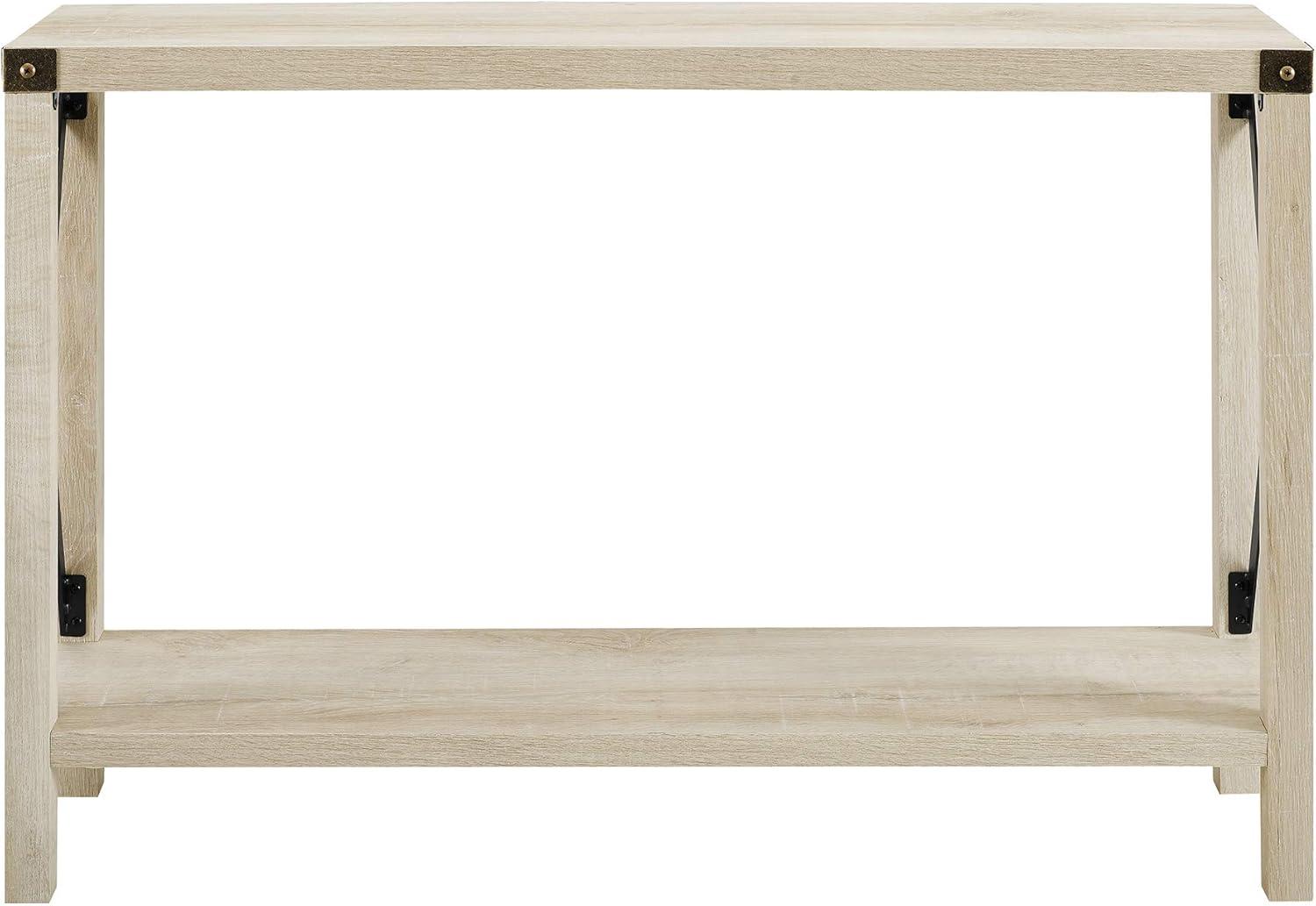 Walker Edison Magnolia Metal X Console Table, White Oak