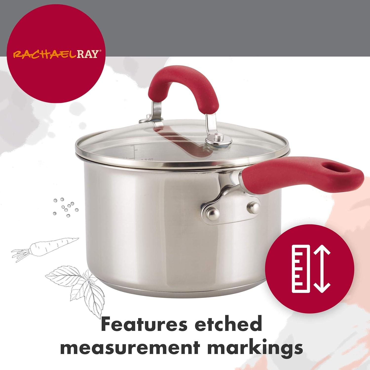 Rachael Ray Rachael Ray Create Delicious Stainless Steel Cookware Induction Pots and Pans Set, 10 Piece