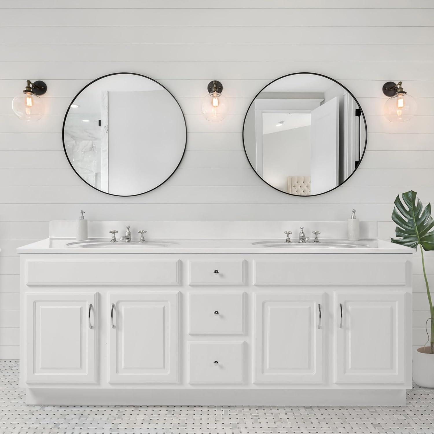 73 Inch Cultured Marble Vanity Top Two Sinks with Backsplash, White