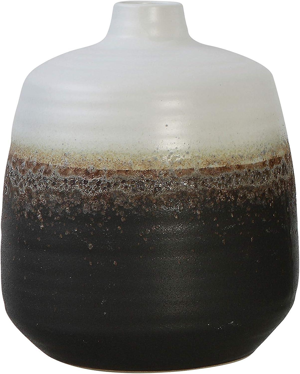 Artisanal Black & White Ceramic Bouquet Vase 9.6"