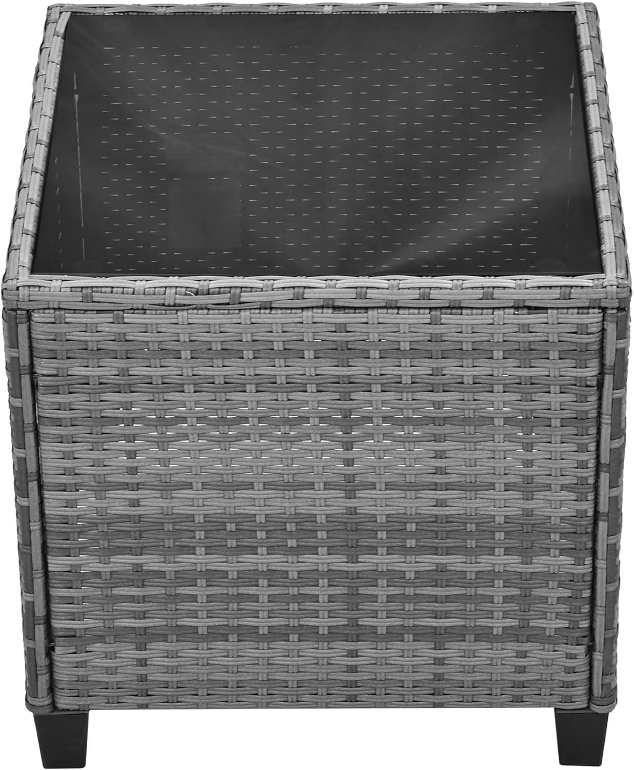 Outdoor Recliner Chairs Set of 2, 3 Piece Rattan Sofa Set, Patio Rocking Chairs Set with Adjustable Footrest, Outdoor Rattan Reclining Chairs with Table & Pillow for Backyard, Porch (Beige)