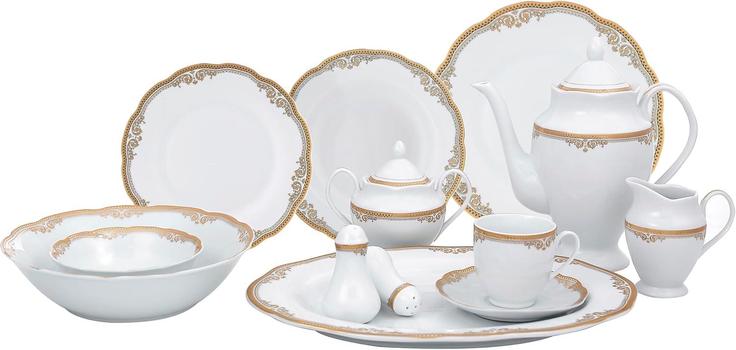 Lorren Home Trends 57 Piece Porcelain China Dinnerware Set - Service for 8