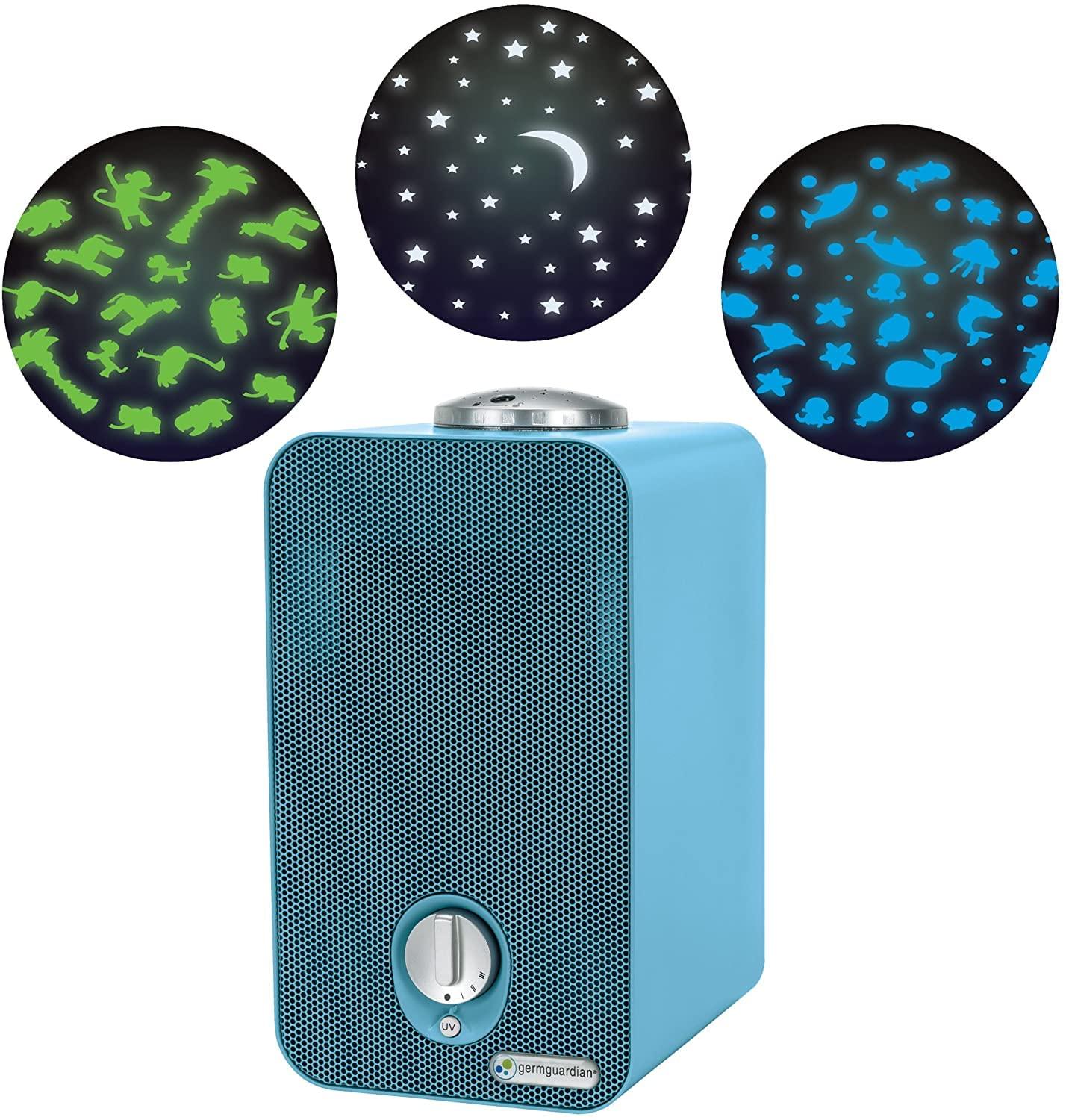 GermGuardian Air Purifier for Home with HEPA Pure Filter, Night Light Projector, UV-C Light Helps Reduce Germs, Removes 99.97% of Pollutants, Rooms up to 263 Sq. Ft., 11", Blue, AC4150BLCA