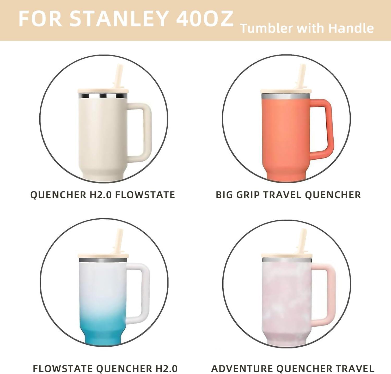 2 Pack 40 Oz Tumbler Flip Straw Lid Replacement Fit For Stanley Quencher, Leak Proof For Stanley Lid Replacement Spill Proof Reusable Tumbler Cover Compatible With 40oz Stanley Cup