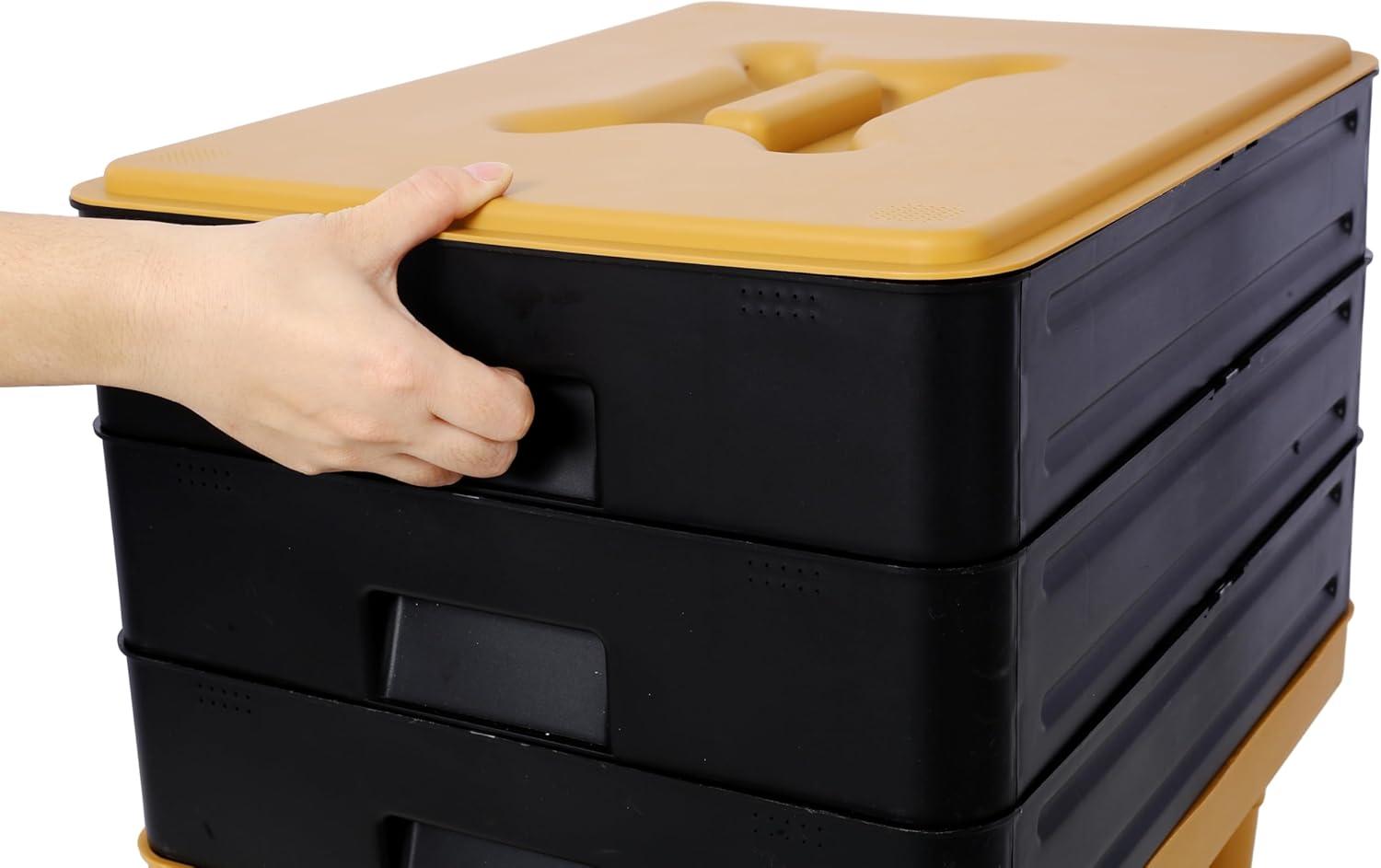 Large Capacity 3-Tray Worm Composter Kit 65L Stackable System for Nutrient-Rich Compost Efficient Indoor & Outdoor Vermicomposting Starter Odor-Free Recycling Bin Earth-Friendly Design