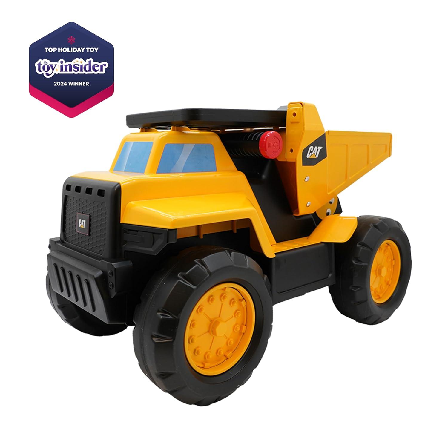 CAT Construction Toys, Play and Ride Transforming Steel Dump Truck - Ride On or Classic Play - Real Working Dump Bin - Ideal for 18 months -Built to Last
