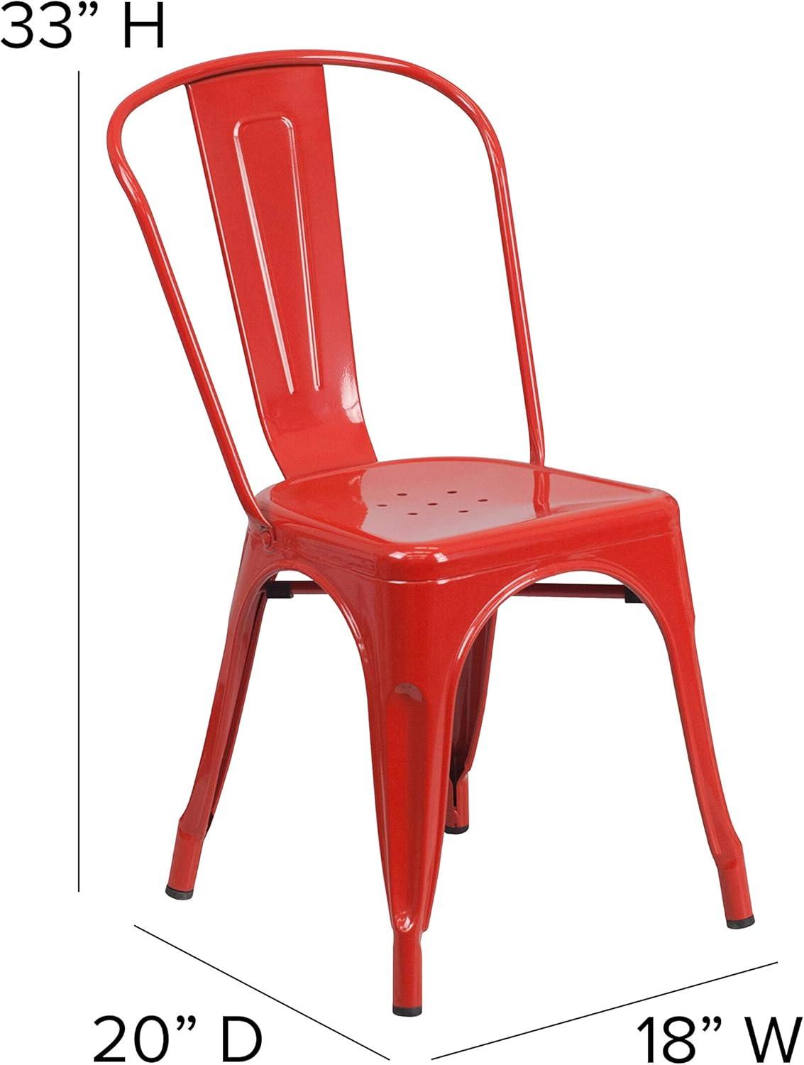 Emma Red Metal Indoor-Outdoor Stackable Dining Chair