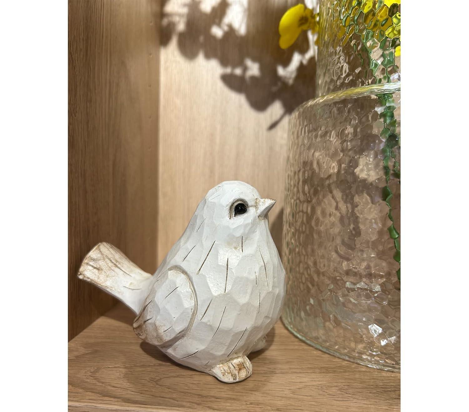 QIAOIDEA Modern Farmhouse 5.25” Spring White Bird Resin Figurine & Knick-Knack