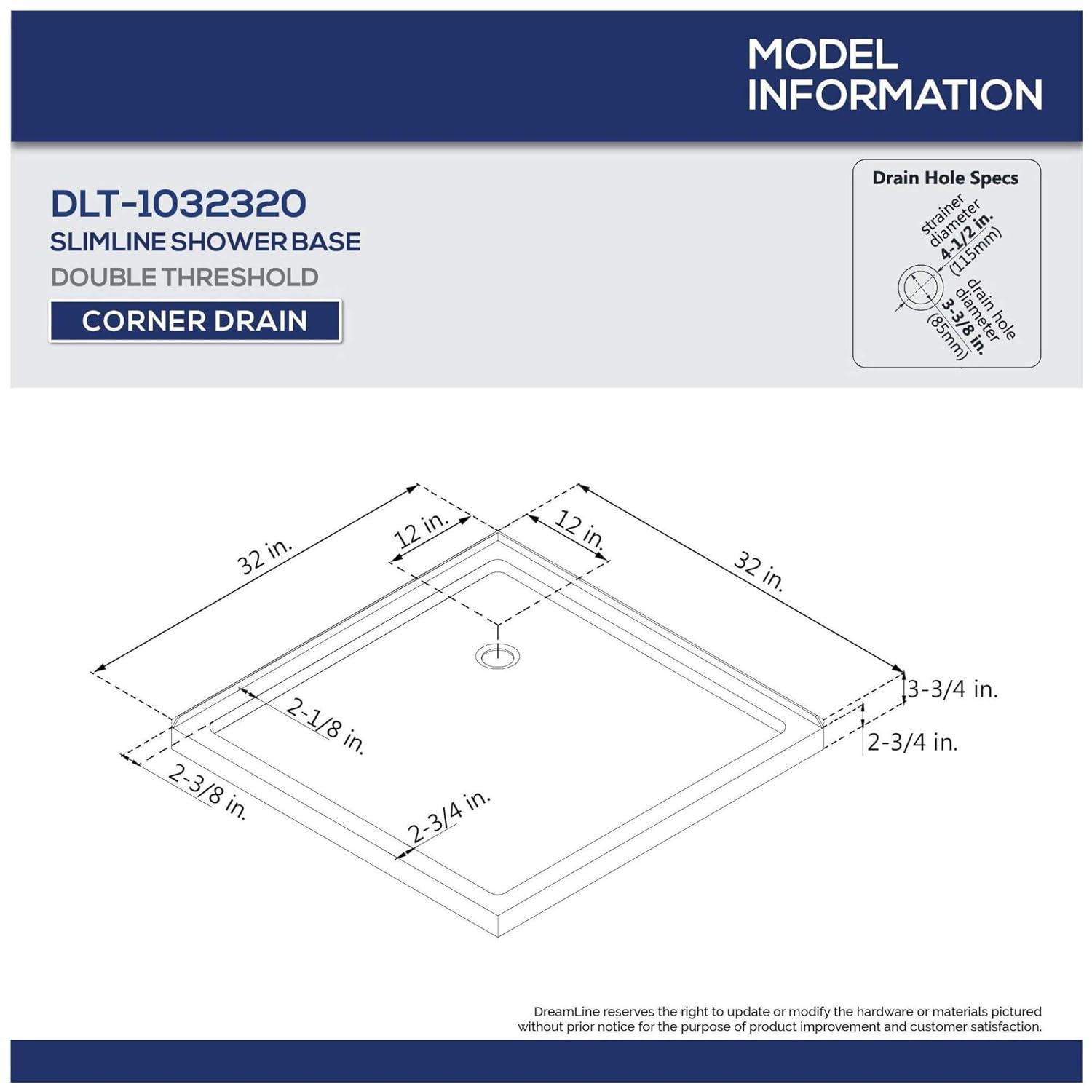 Flex 32" x 74.75" Square Pivot Shower Enclosure with Base Included