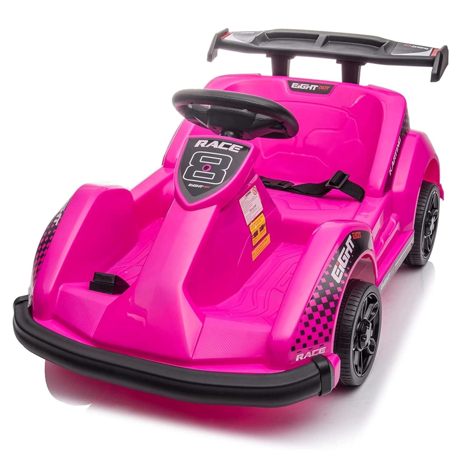 Costway 6V Electric Go Kart for Kids Electric Ride On Car w/ 2.4G Remote Control w/Soft Start Sound and Music Function Pink