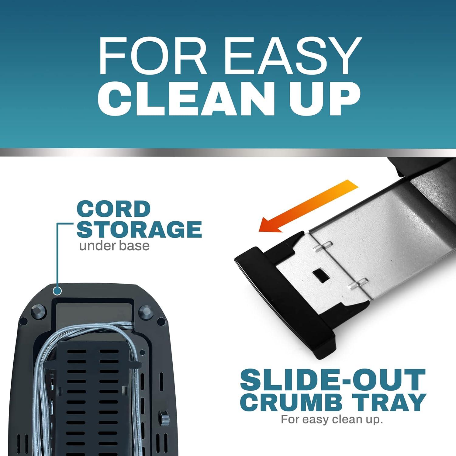 Elite Gourmet ECT4829B Long Slot 4 Slice Toaster, 6 Toast Settings Toaster Defrost, Reheat, Cancel Functions, Slide Out Crumb Tray, Extra Wide Slots for Bagels Waffles, Black