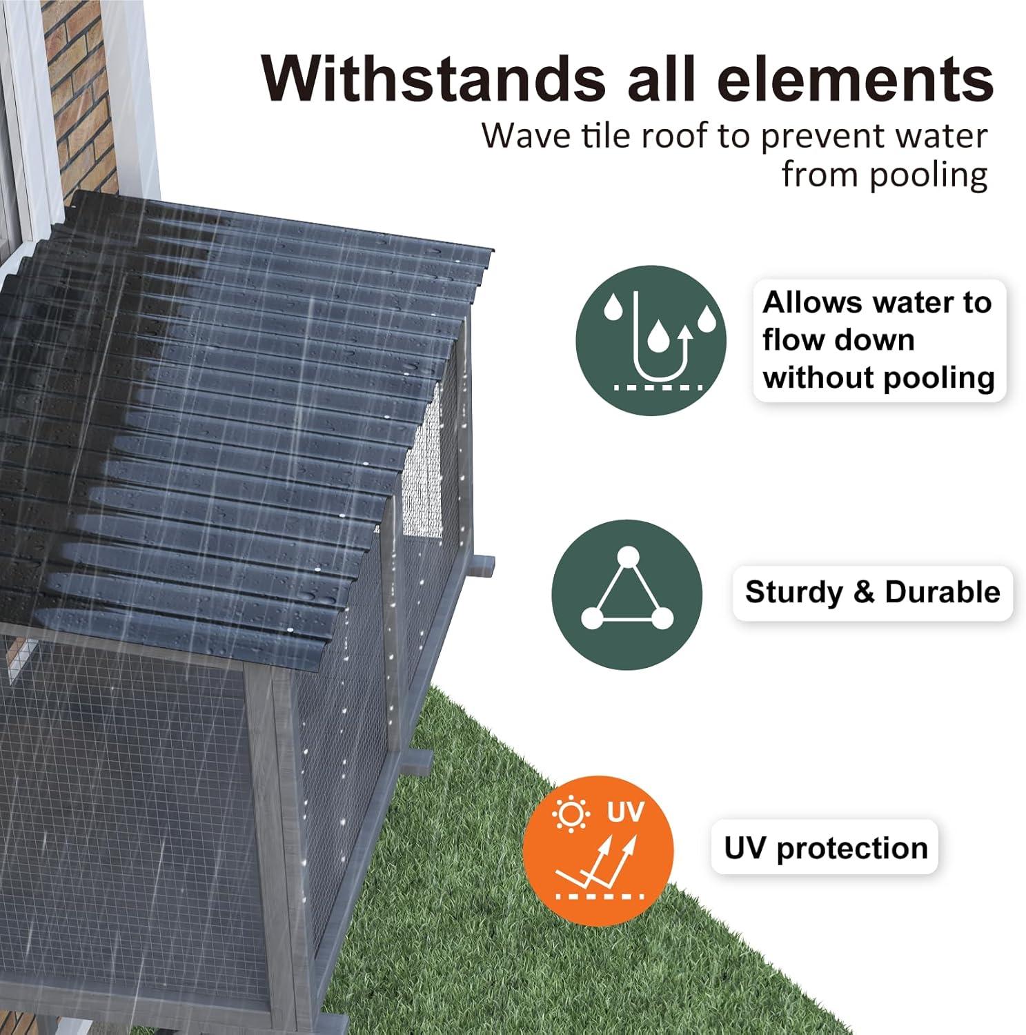 Tucker Murphy Pet™ Cat Catio,Cat Window Perch for Large Indoor Cats - Expandable Wooden Cat Window Box Enclosure for Multi Cats,