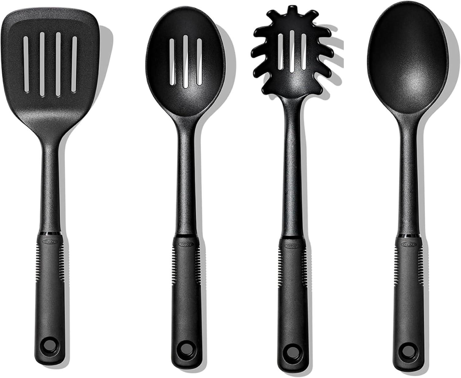 Black Heat-Resistant Nylon Kitchen Tool Set, 4-Piece