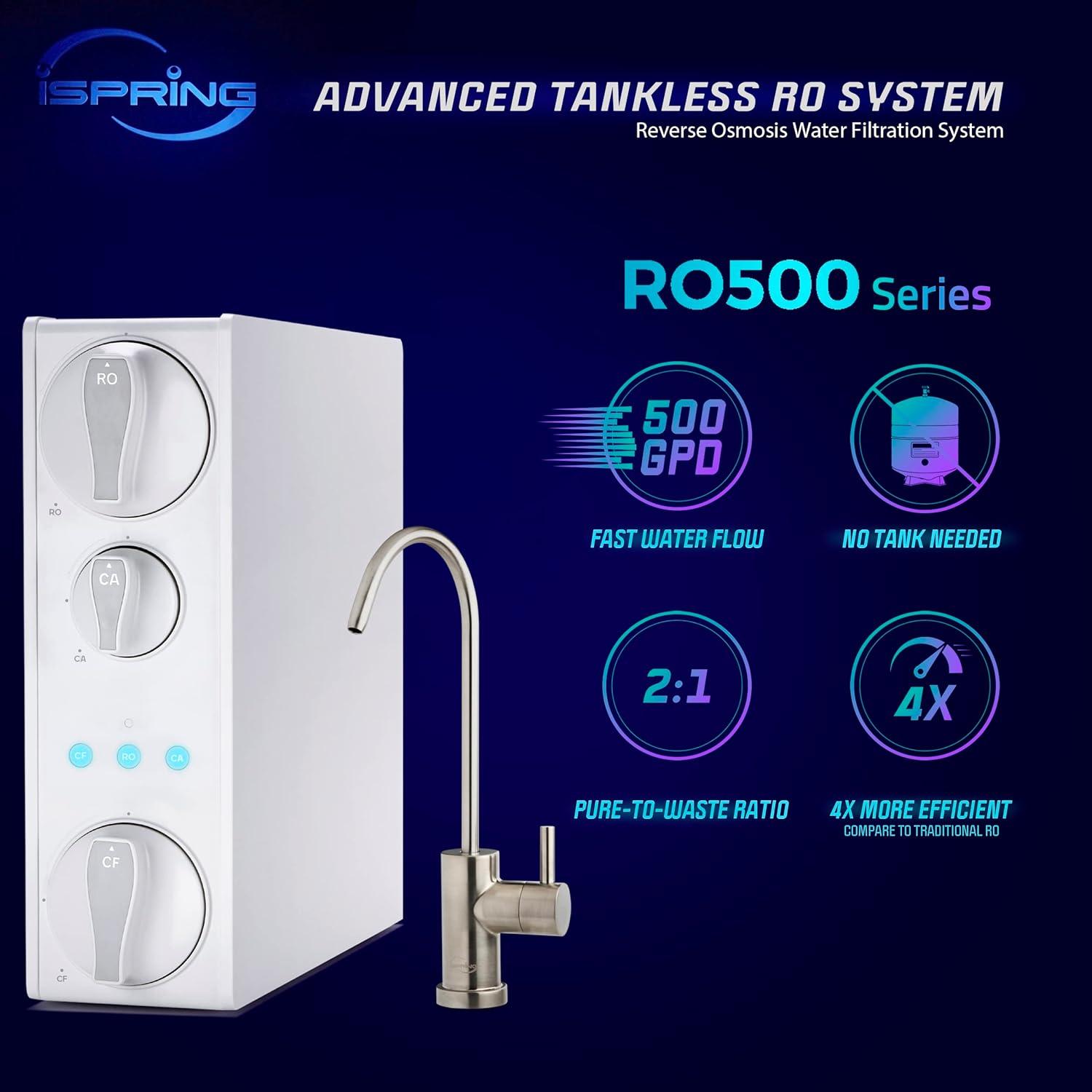 iSpring Tankless Reverse Osmosis Water Filtration System with Natural pH Alkaline Re