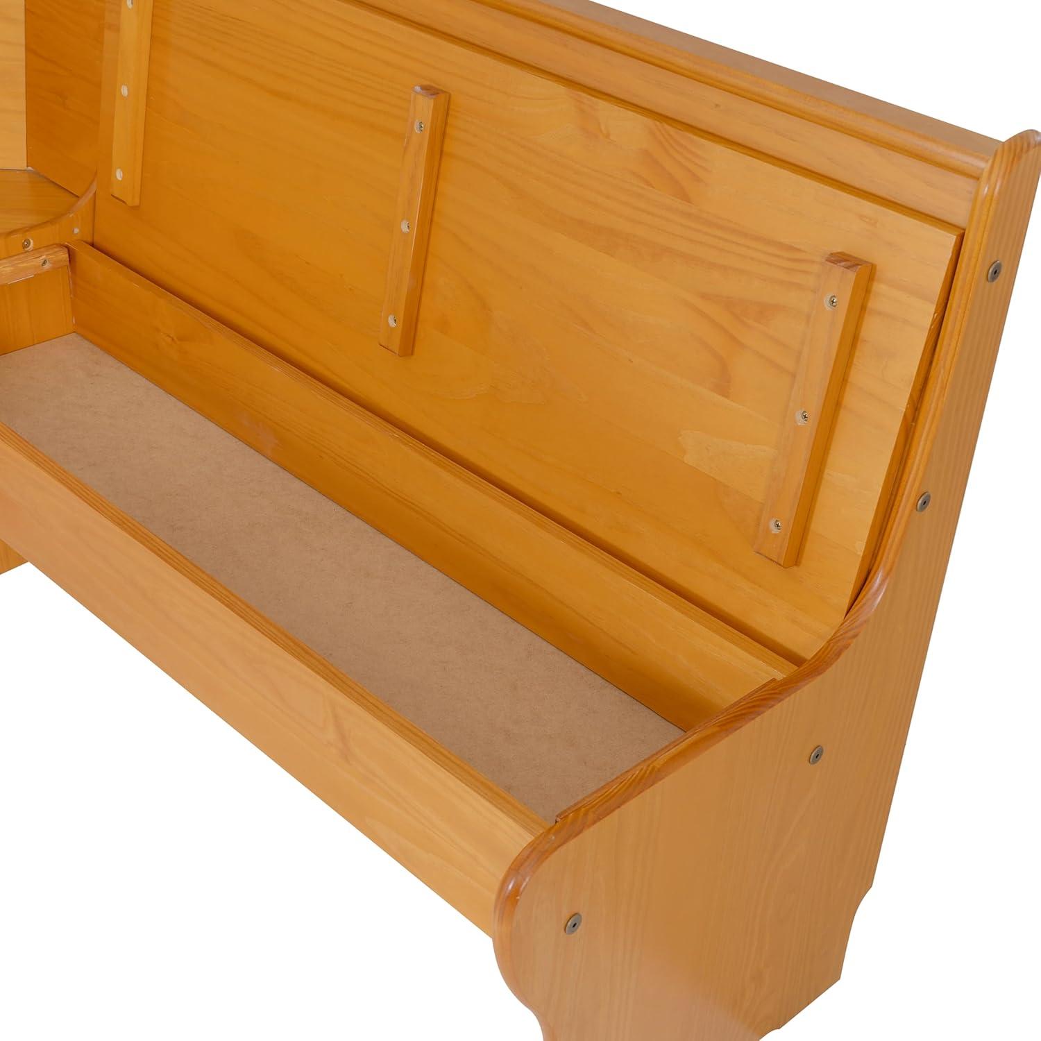 Chelsea Traditional Wood Farmhouse Breakfast Nook Corner Unit Honey - Linon