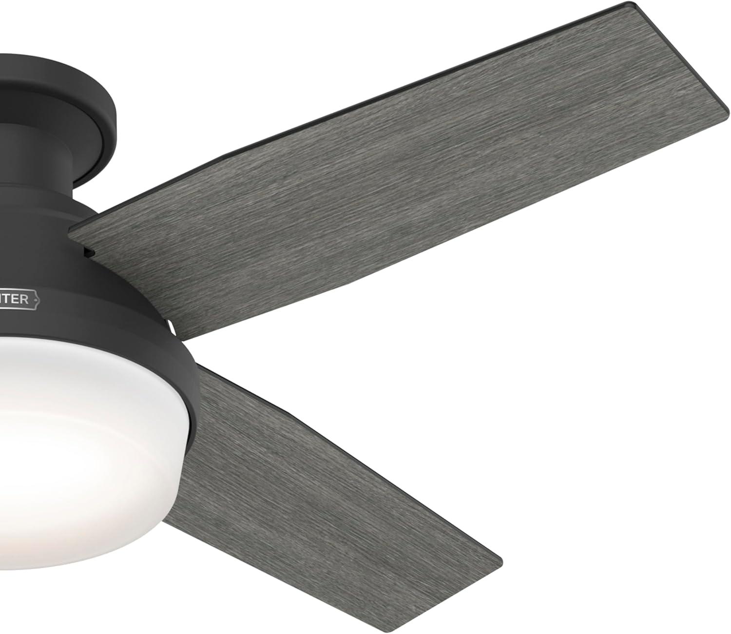 Dempsey Low Profile 44" 4 - Blade Indoor Flush Mount Small Room Ceiling Fan with Lights and Remote