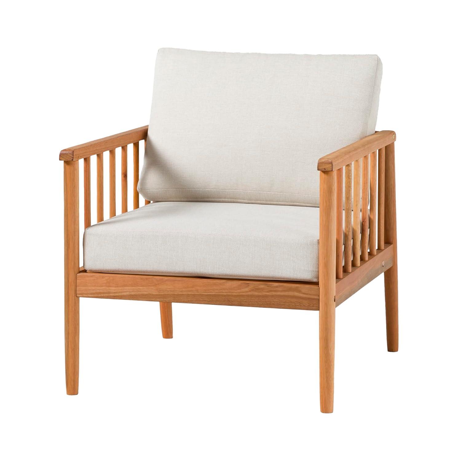 Modern Outdoor Solid Wood Spindle Style Single Lounge Chair - Natural