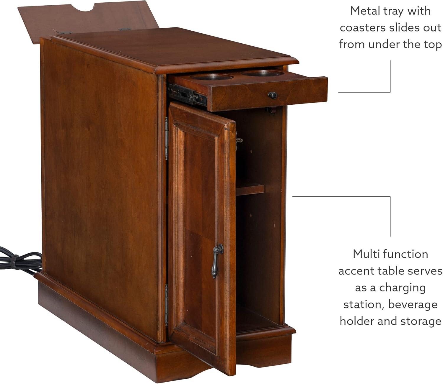 Powell Butler Accent Table with USB and Electrical Charging Station, Hazelnut