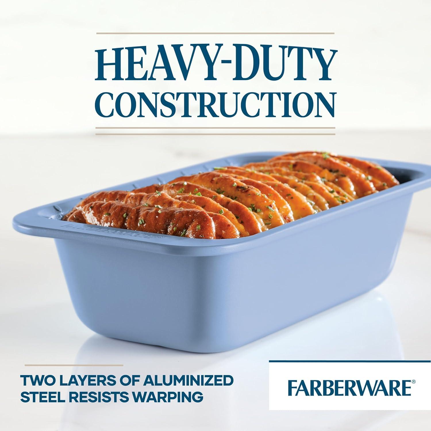 Farberware Easy Solutions 9" x 5" Nonstick Bakeware Loaf Baking Pan, Blue