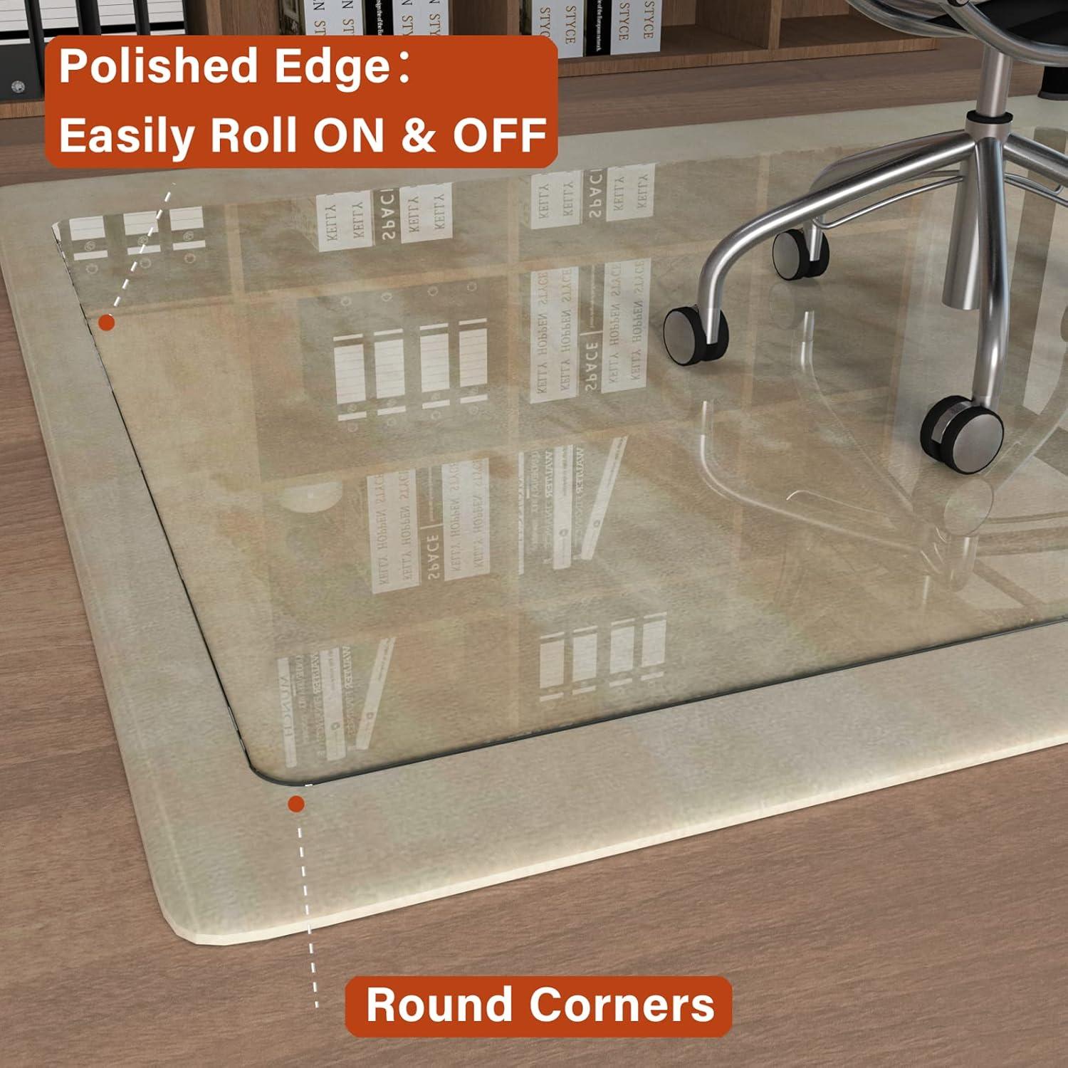 CONGUILIAO 36"x46" Tempered Glass Office Chair Mat for Carpeted or Floors, Effortless Rolling, Easy to Clean