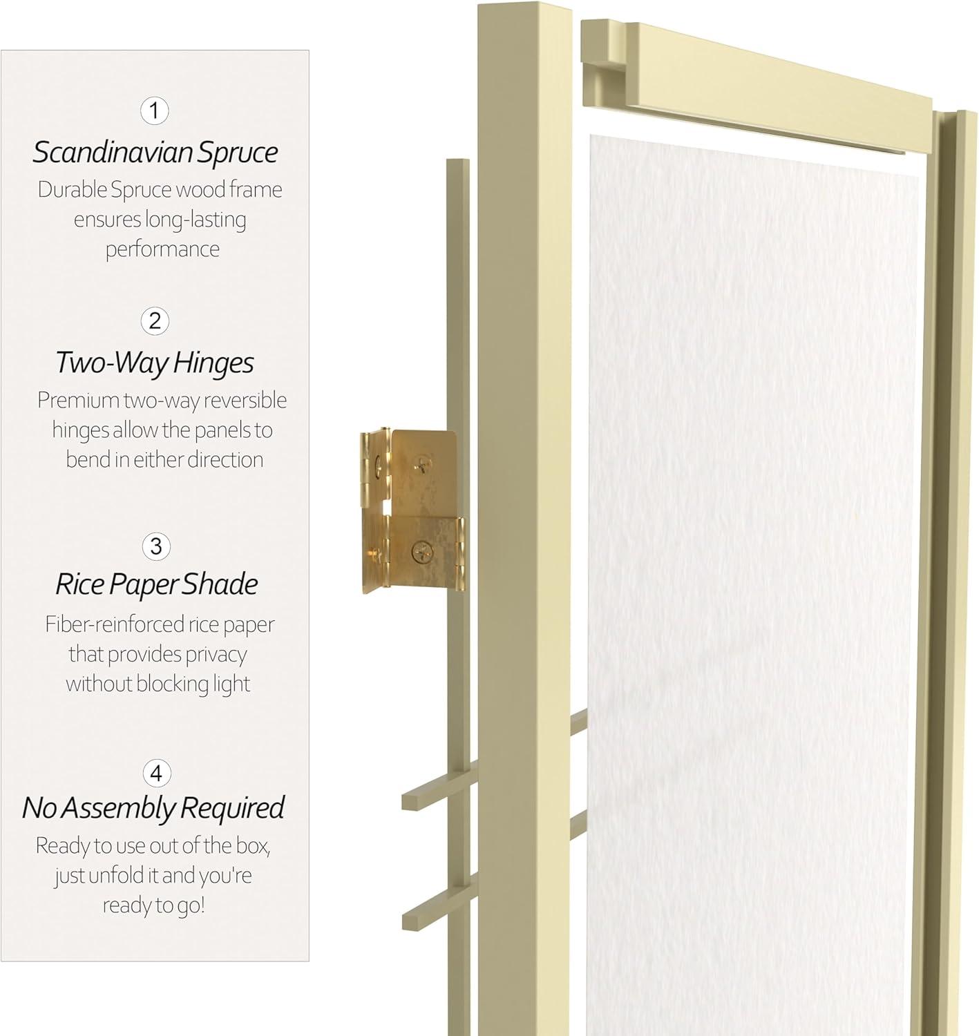 Oriental Furniture 6 Ft Tall Double Cross Shoji Screen Special Edition, 5 panel, ivory color