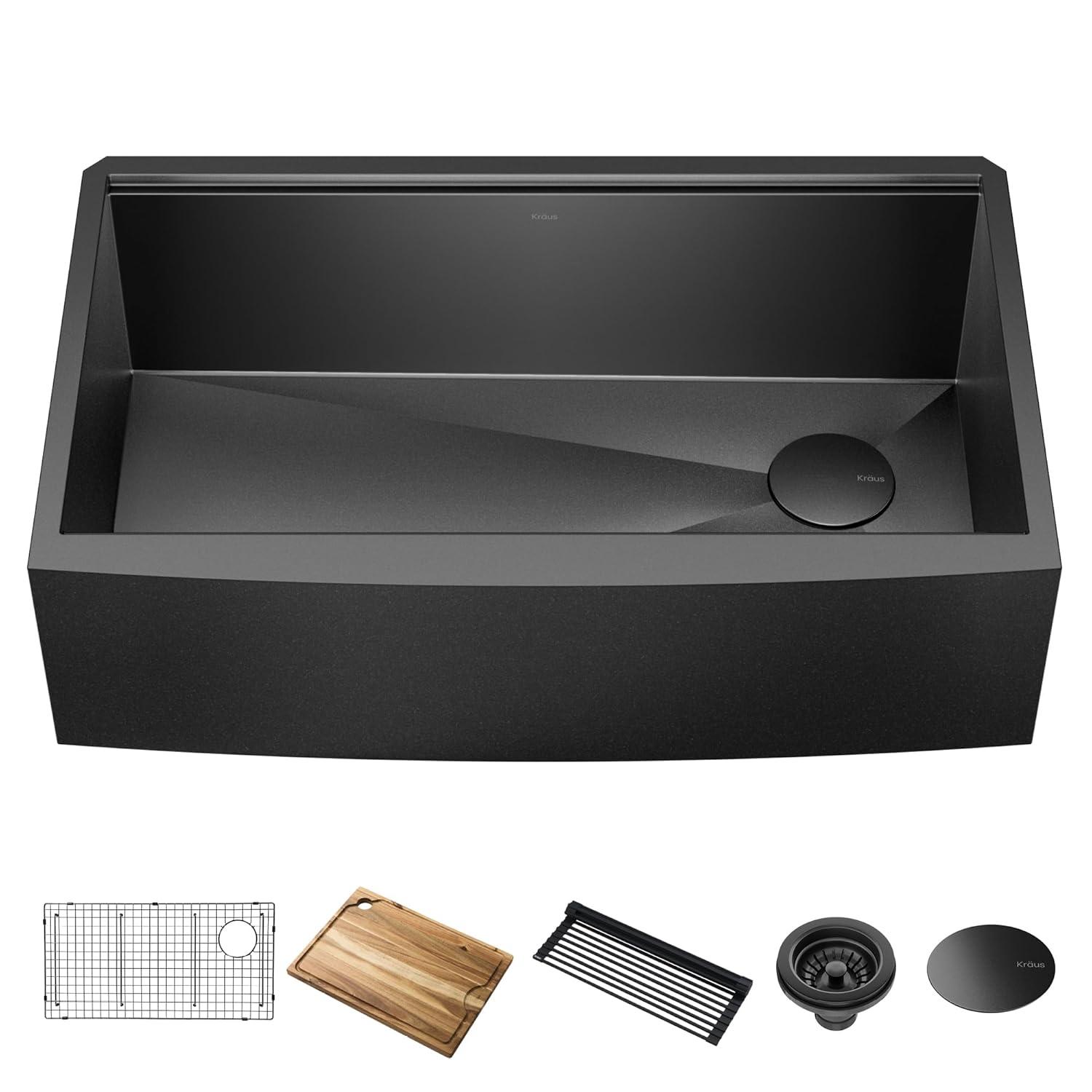 KRAUS Kore™ Workstation Farmhouse Apron Front 16 Gauge Single Bowl Kitchen Sink