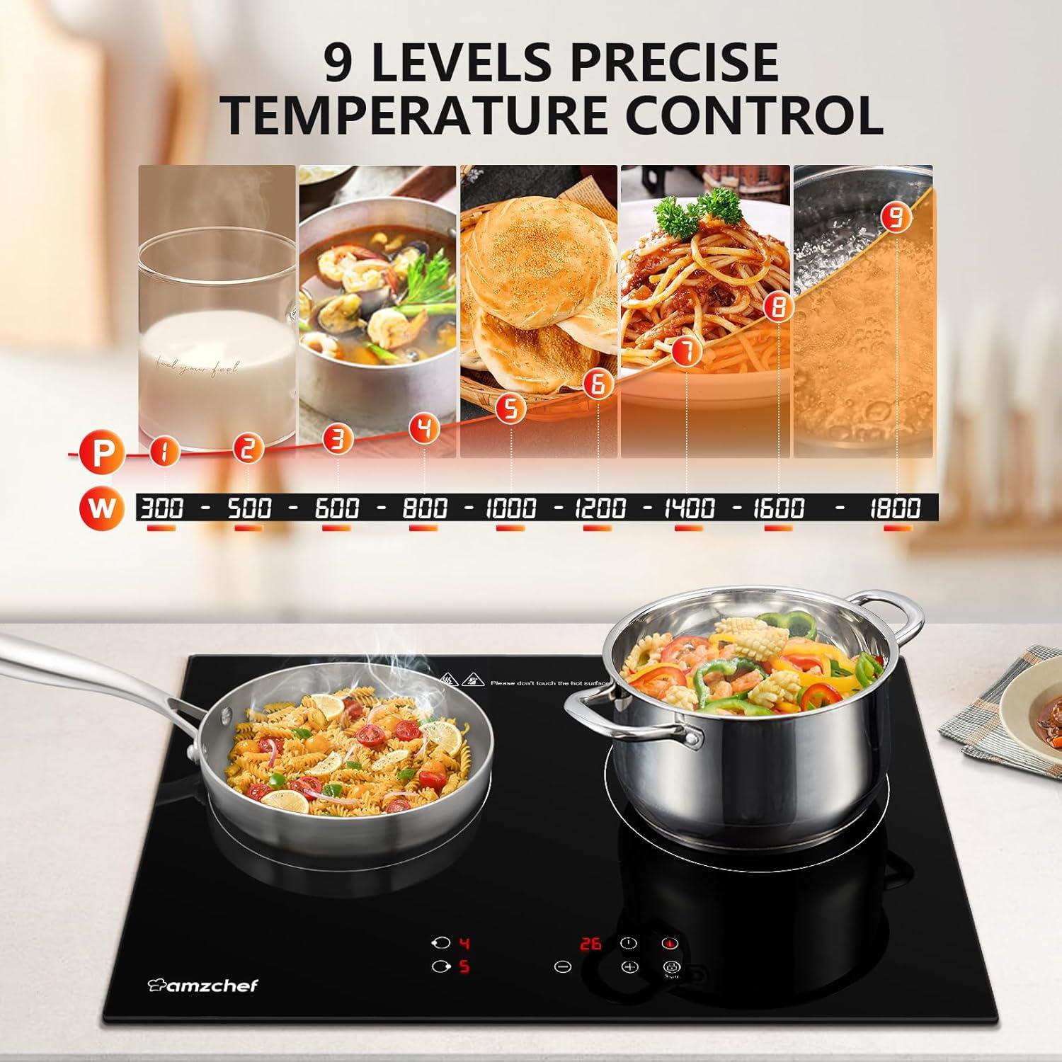 Black Ceramic 21" Dual Induction Cooktop with Digital Controls