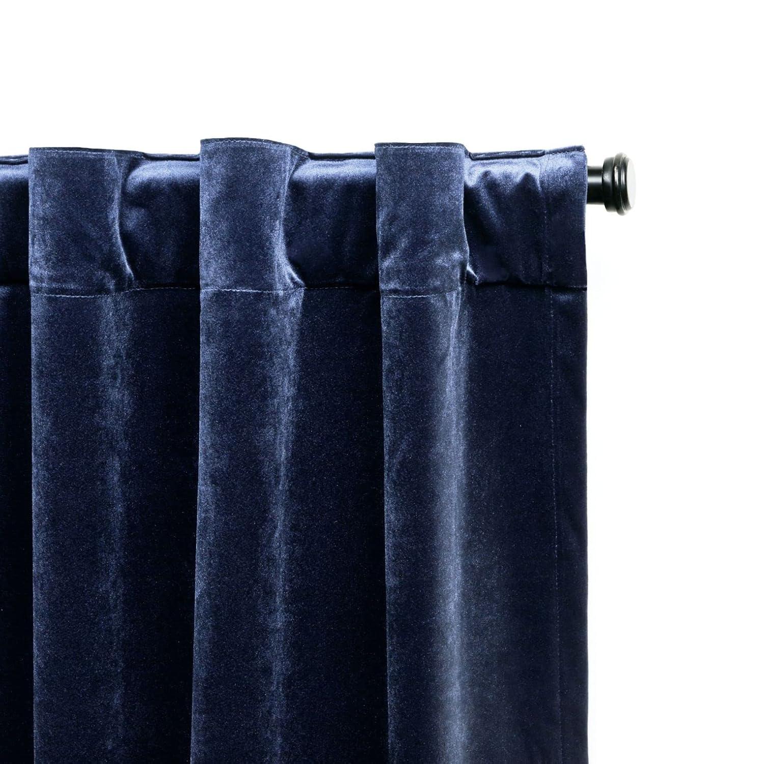 Set of 2 (96"x54") Velvet Back Tab Light Filtering Window Curtain Panels Navy - Exclusive Home: Polyester, OEKO-TEX Certified
