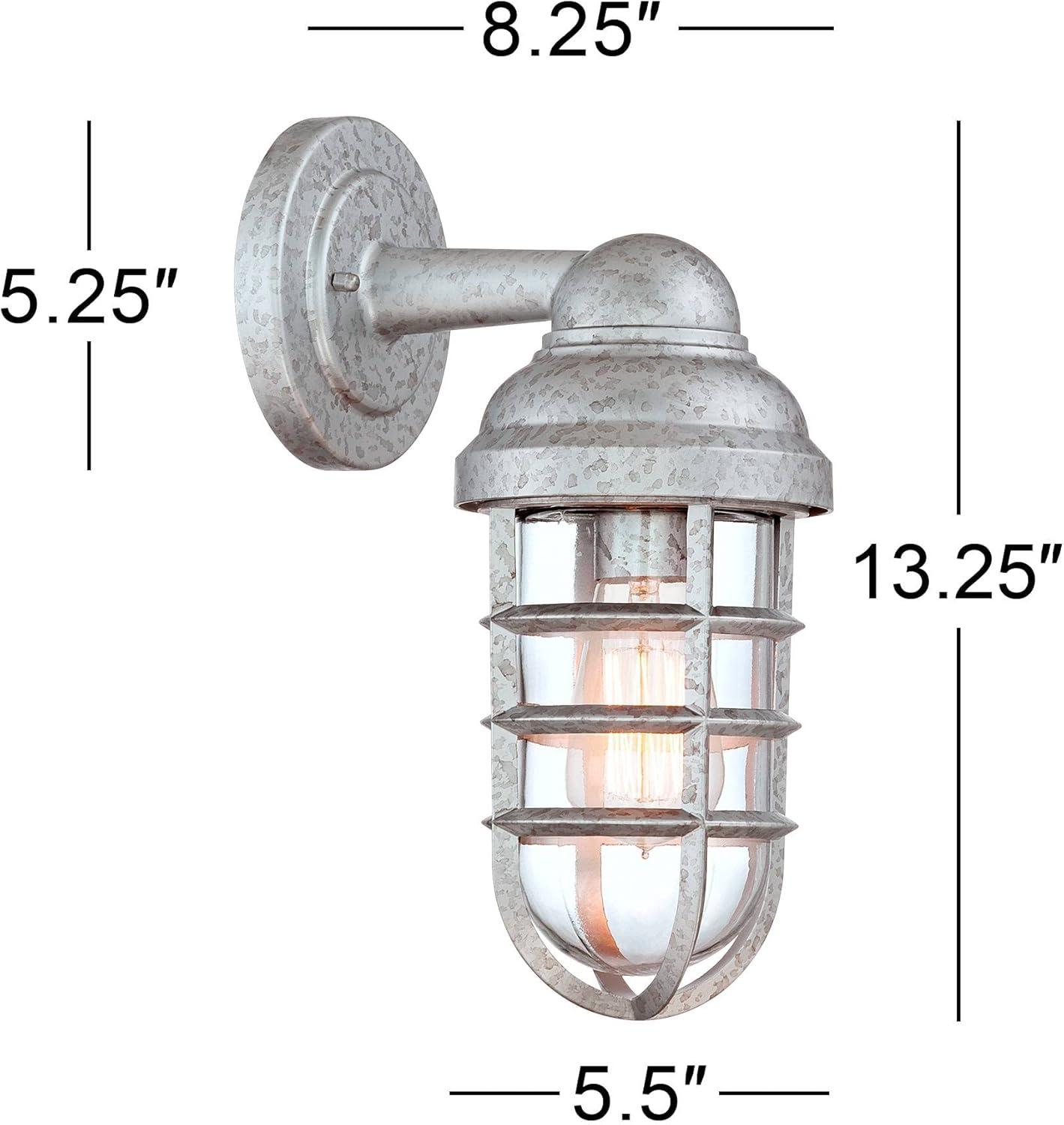 Marlowe Galvanized Steel Cage Frame Outdoor Wall Lights Set of 2