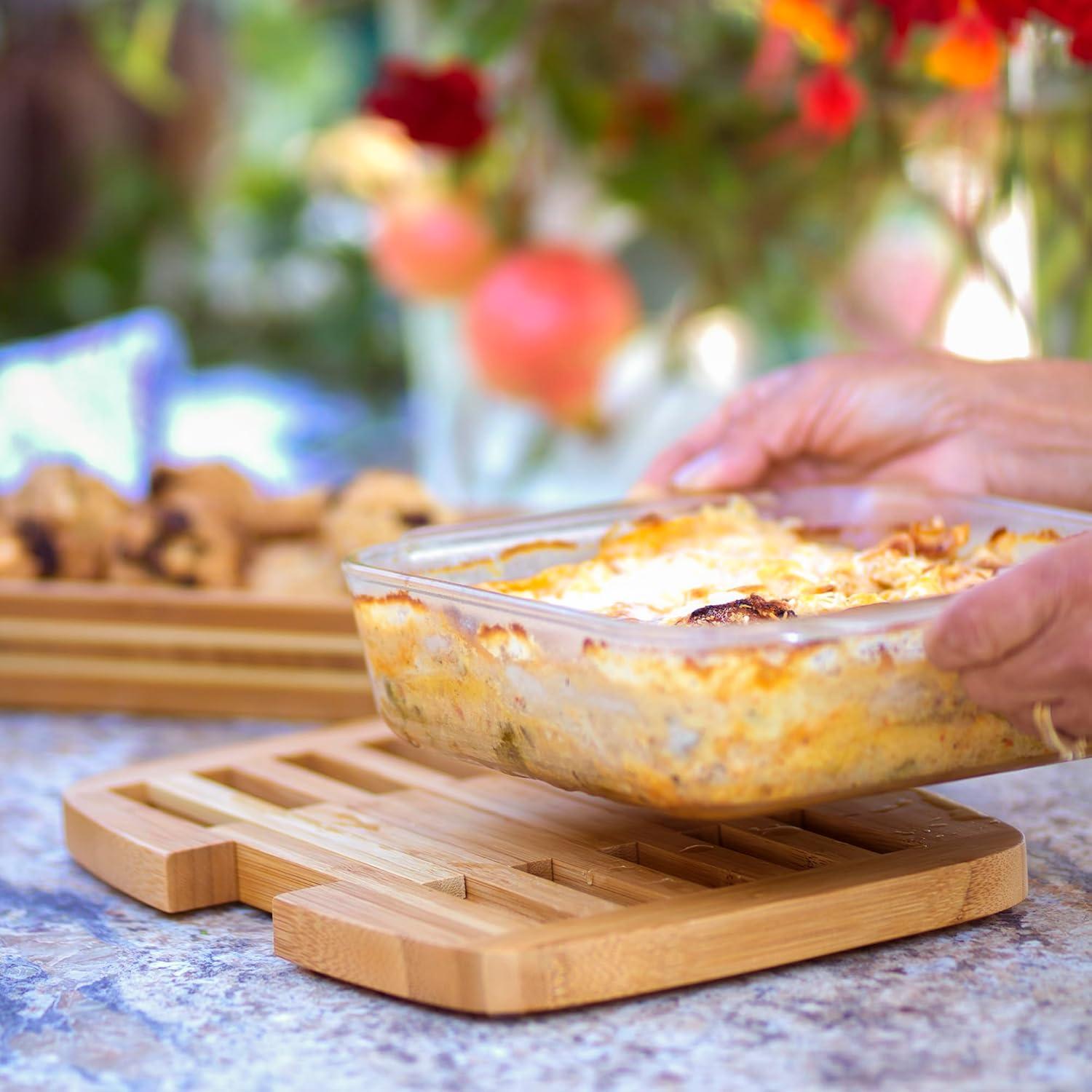 Expandable Natural Bamboo Trivet for Hot Dishes