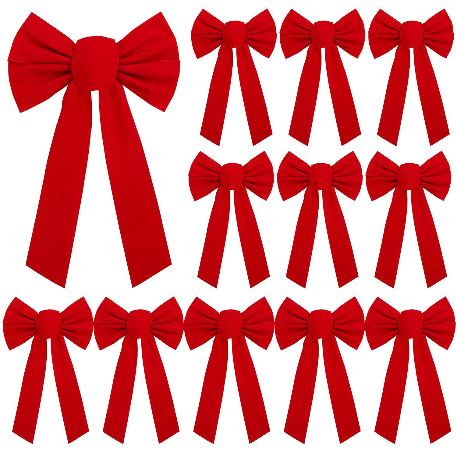 JOYFY 12pcs Christmas Red Velvet Bow Decoration for Christmas Party
