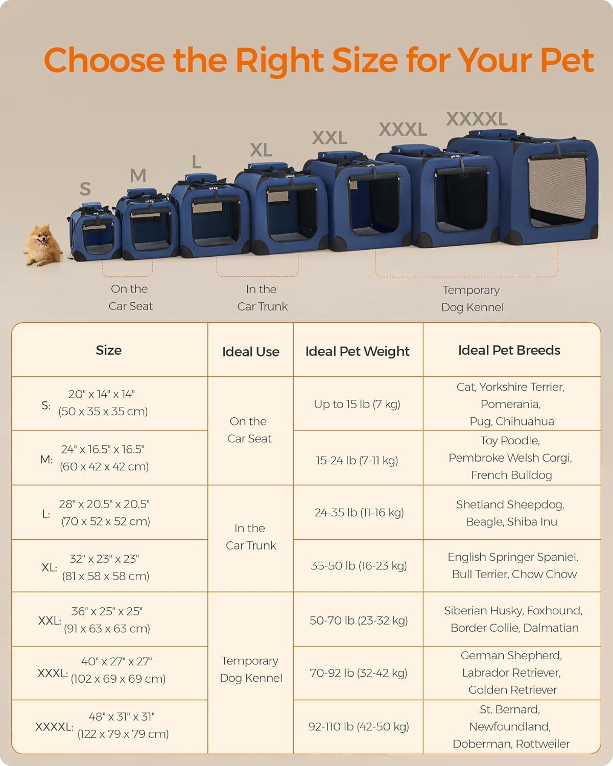 Feandrea 24 Inches Collapsible Soft Dog Crate, Portable Travel Dog Crate for Indoor and Outdoor Use, Dog Carrier Kennel with Safety Zippers, for Living Room, Car, Travelling, Camping, Black UPDC60H