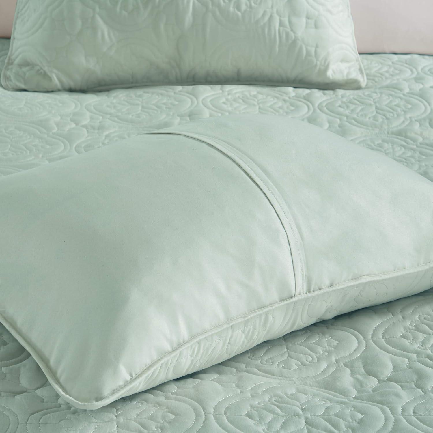 Seafoam Microfiber Reversible Full Bedspread Set