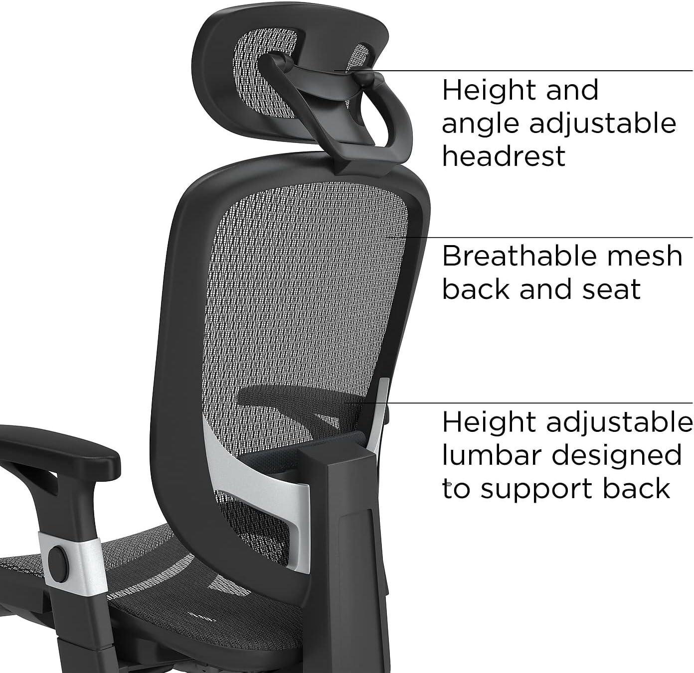 Staples Hyken Ergonomic Mesh Swivel Task Chair, Black (UN59460)