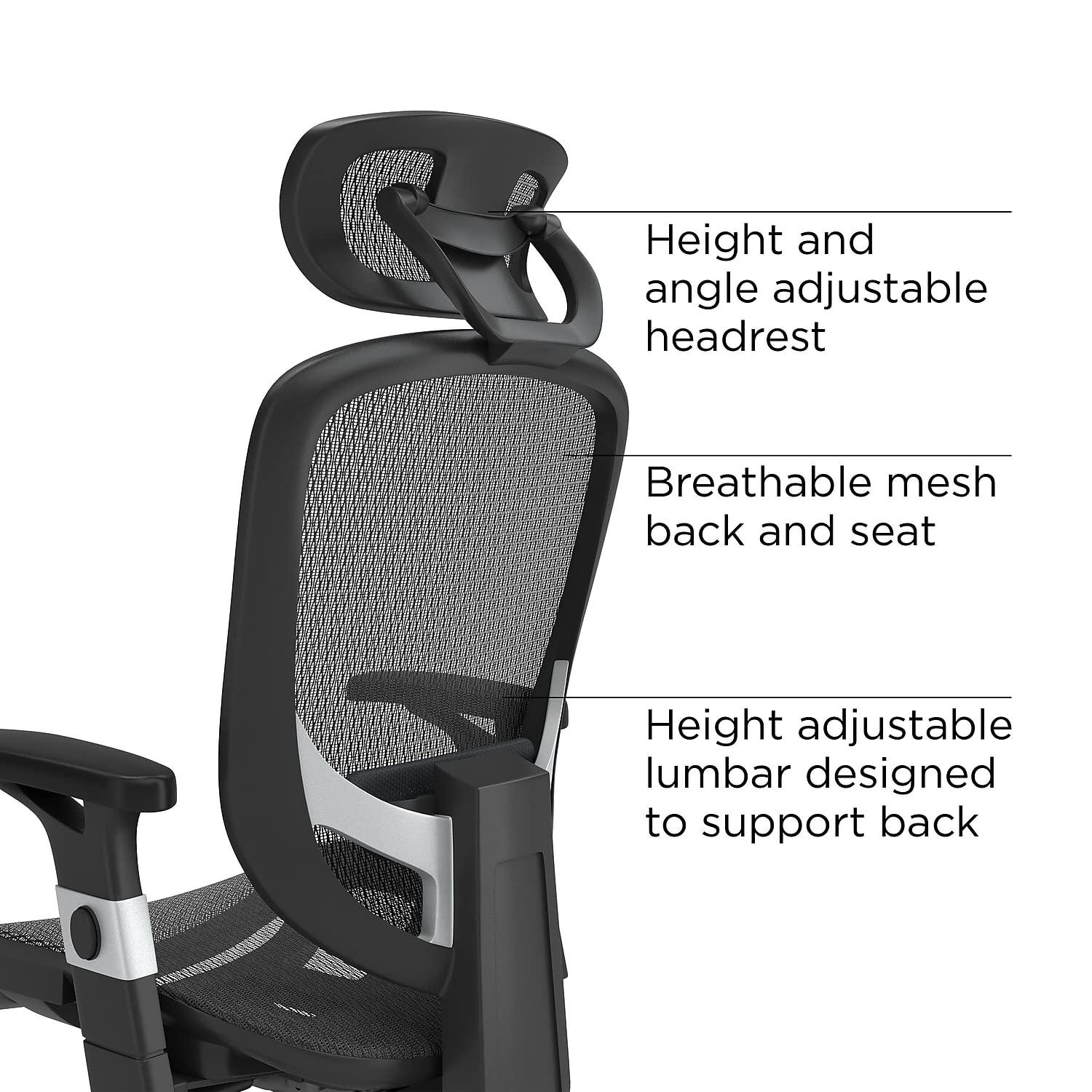 Staples Hyken Ergonomic Mesh Swivel Task Chair, Black (UN59460)