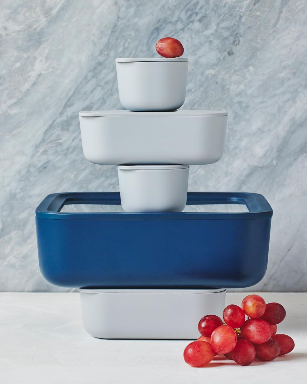 Caraway Home Cream 10-Cup Square Glass Food Storage Container with Lid