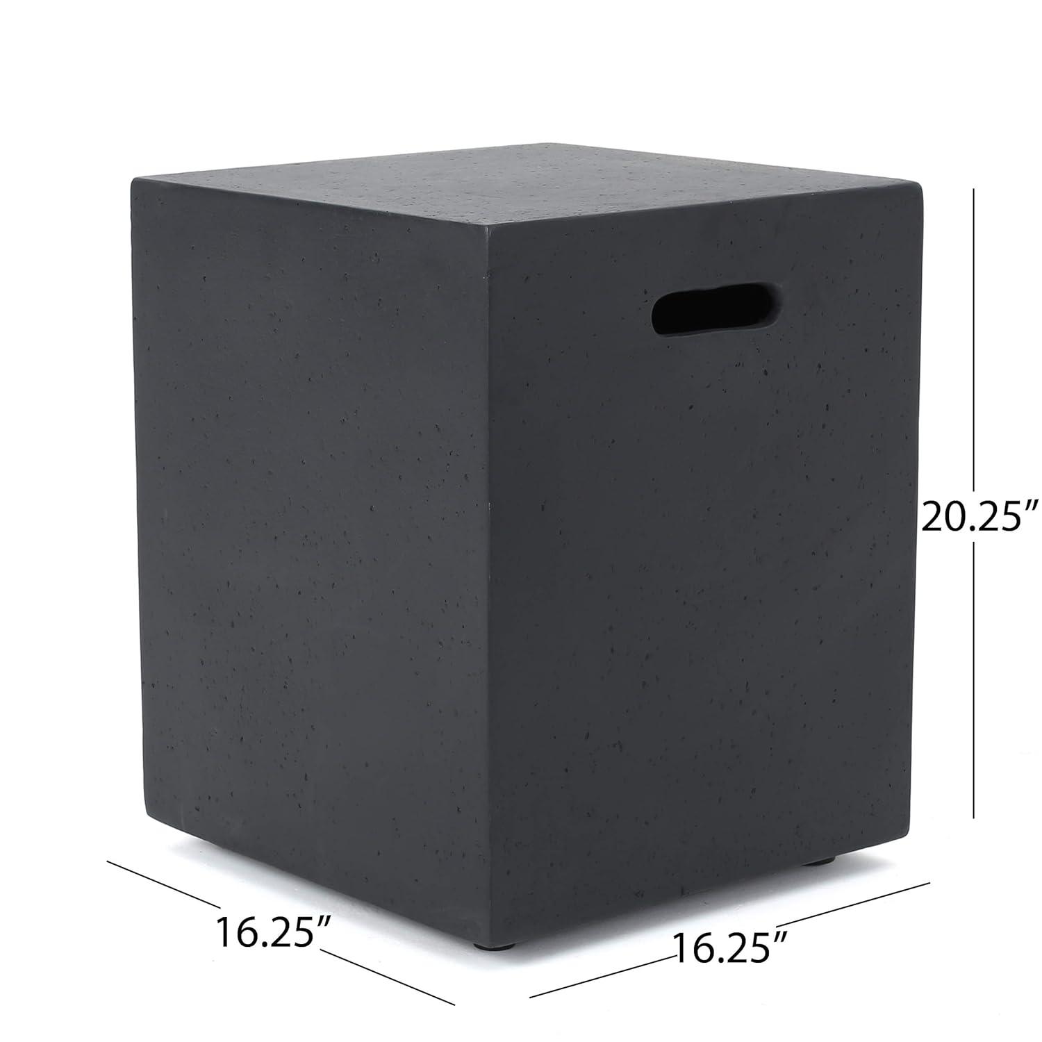 Aidan Outdoor Light Weight Concrete Square Tank Holder Side Table Dark Gray - Christopher Knight Home: Modern Patio Furniture, No Assembly Required