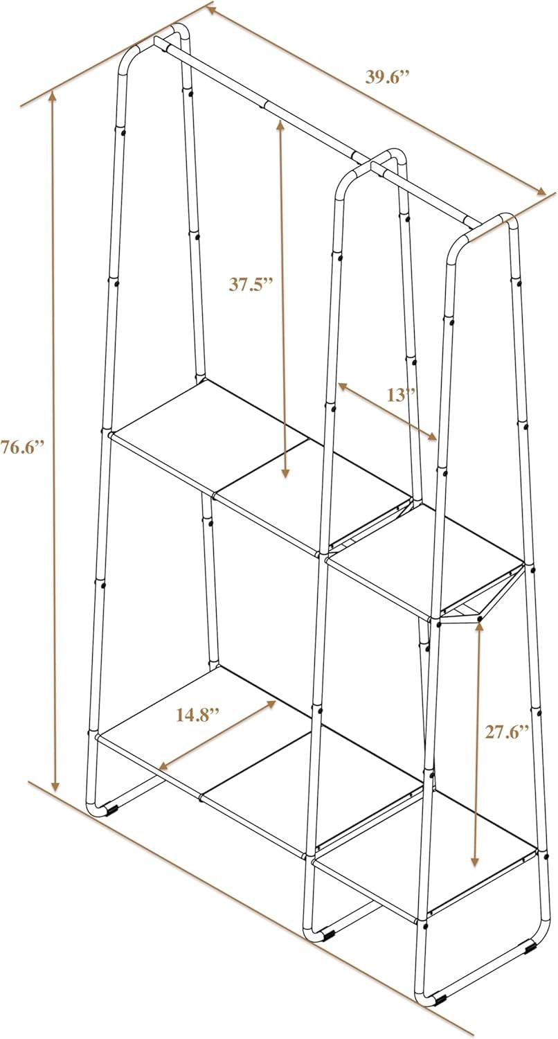 Black Extra-Large Metal Freestanding Clothing Rack with Shelves