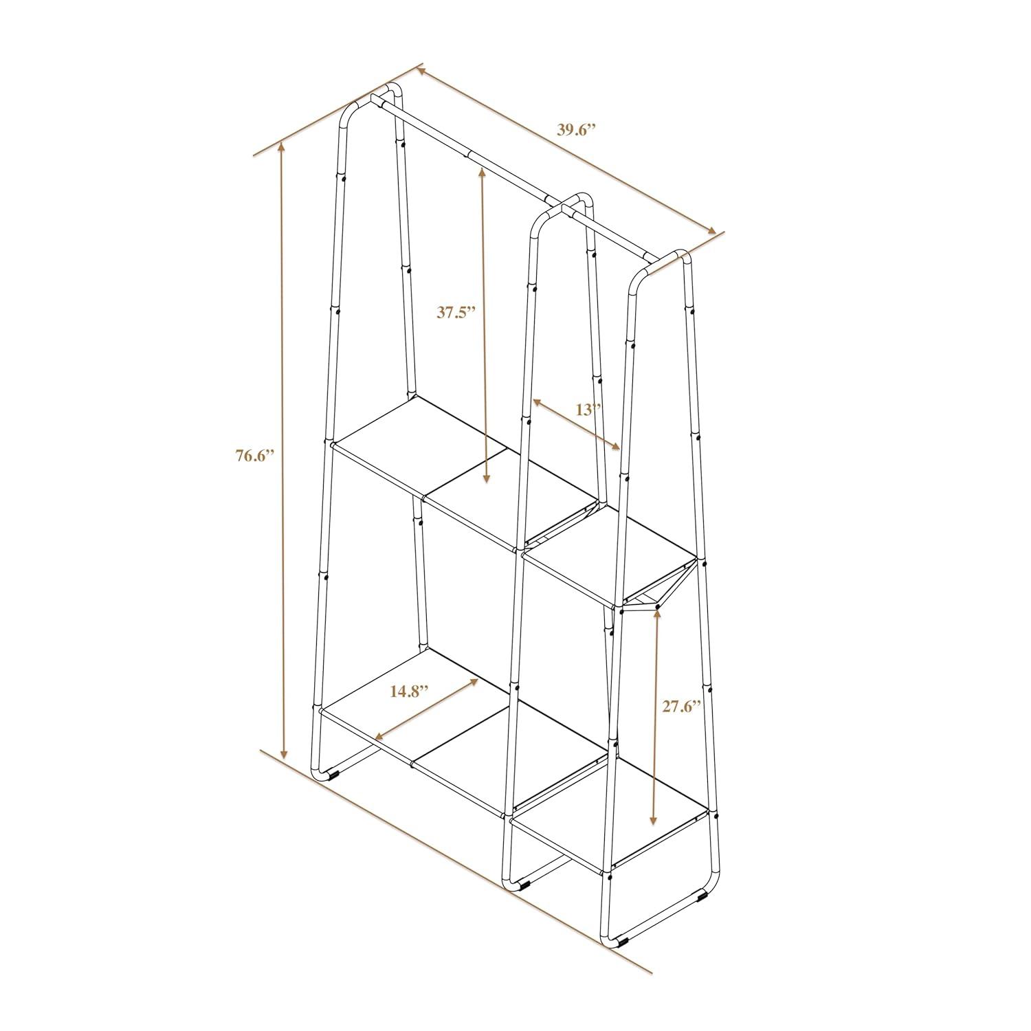 Black Extra-Large Metal Freestanding Clothing Rack with Shelves