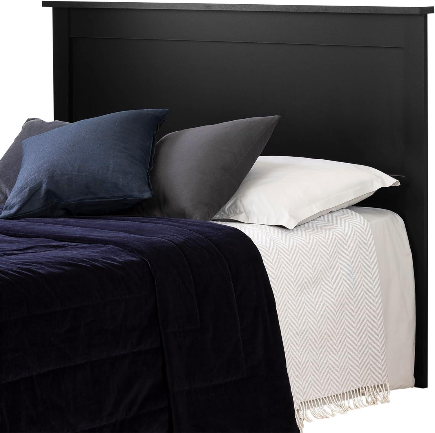 Contemporary Black Engineered Wood Full/Queen Headboard