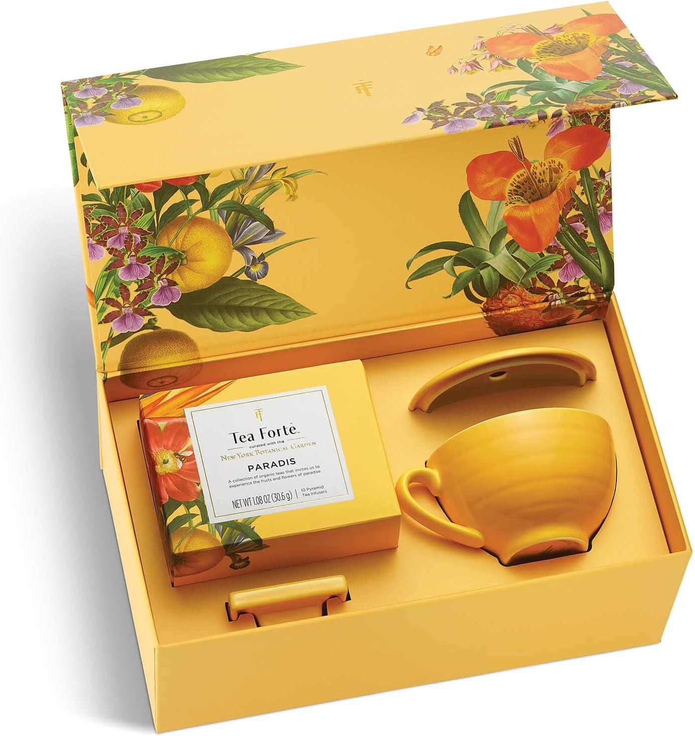 Paradis Yellow Porcelain Tea Gift Set with Pyramid Infusers