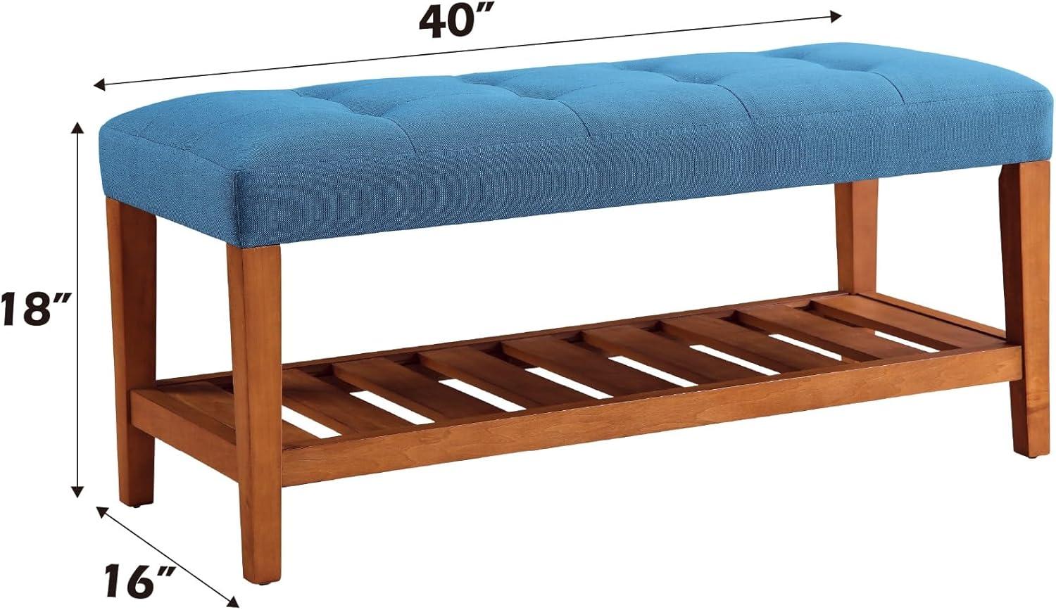Wooden Bench Blue and Oak - Saltoro Sherpi