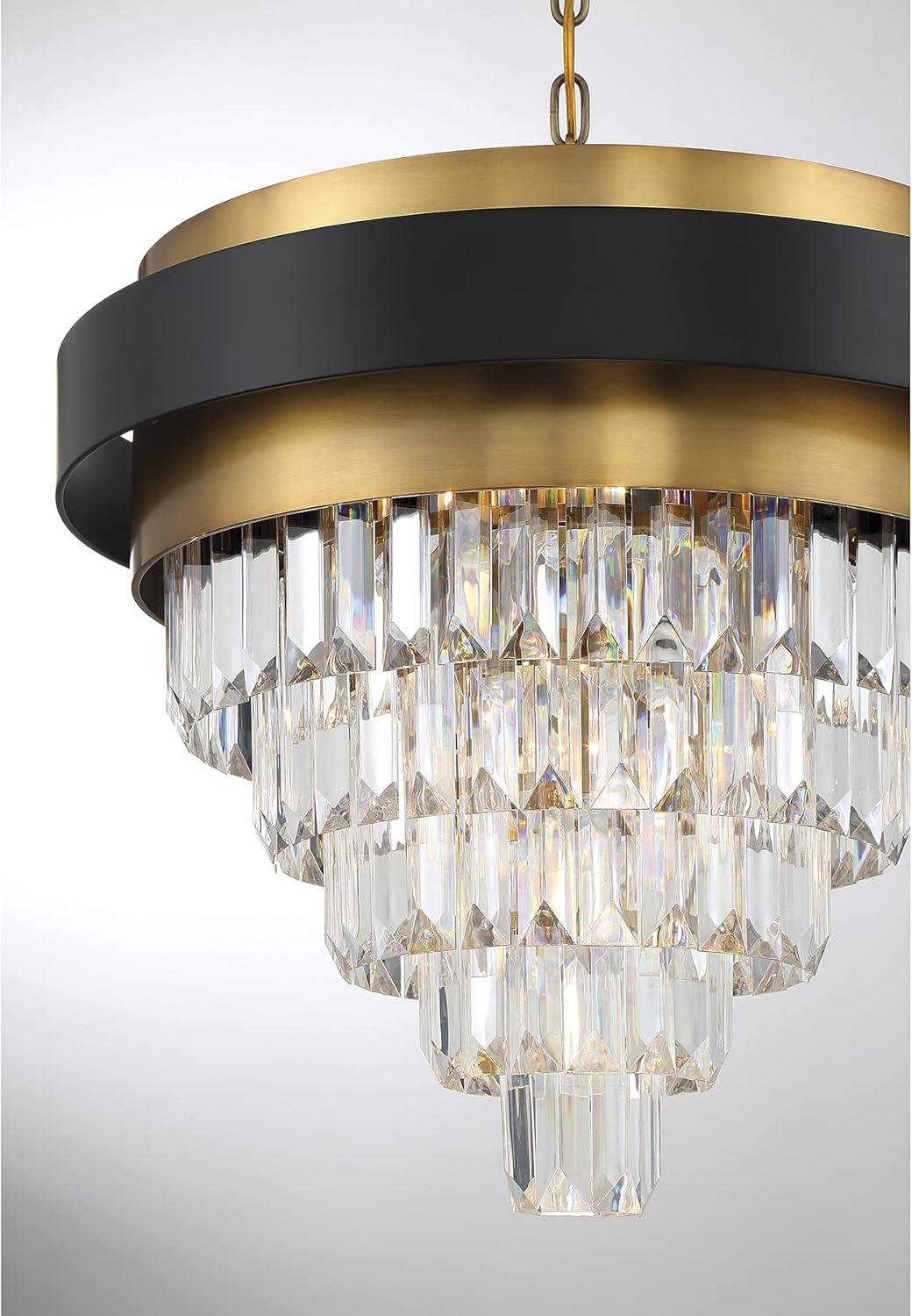Marquise 4-Light Chandelier in Matte Black with Warm Brass Accents