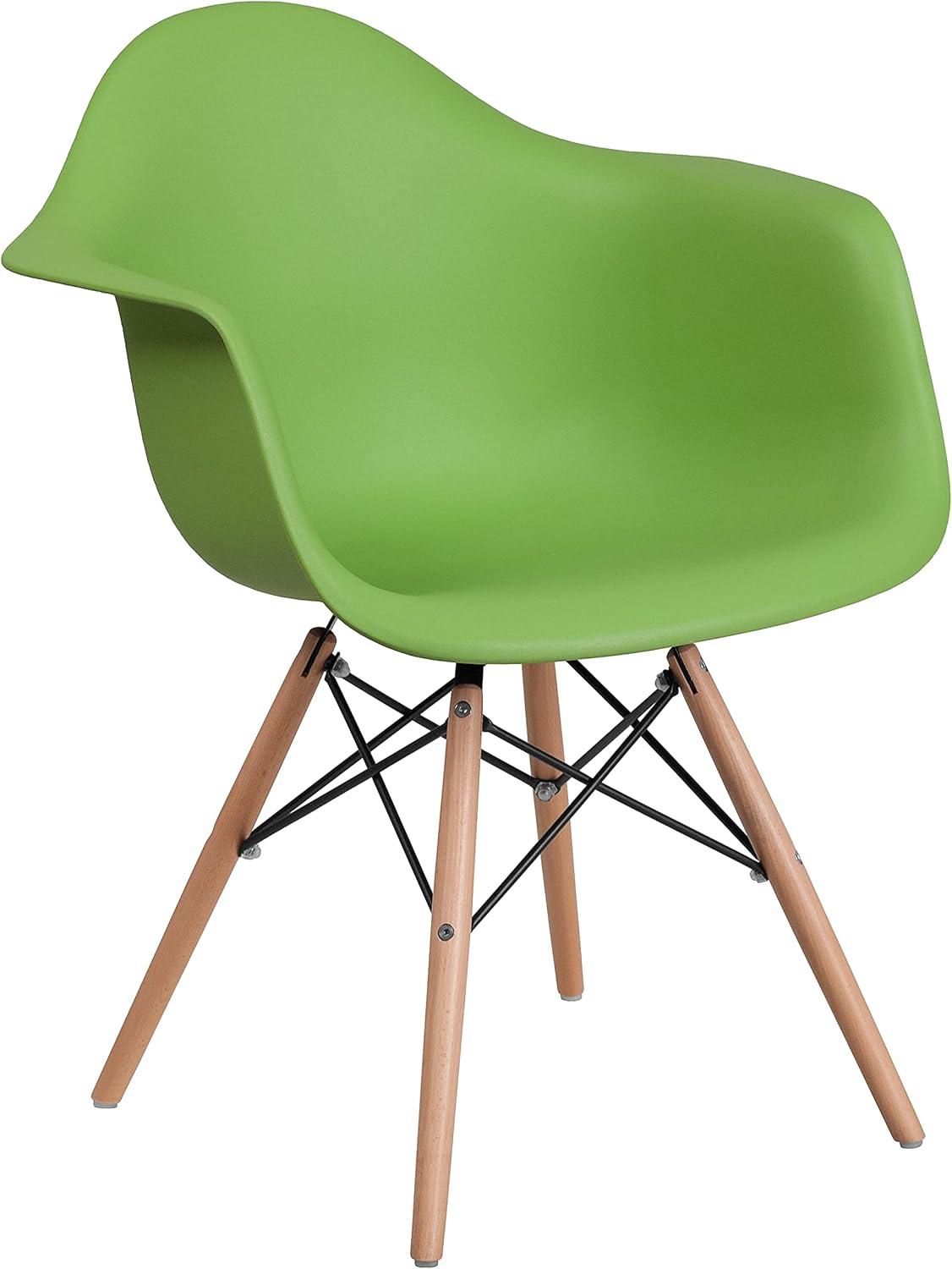 Flash Furniture Alonza Series Plastic Chair with Arms and Wooden Legs