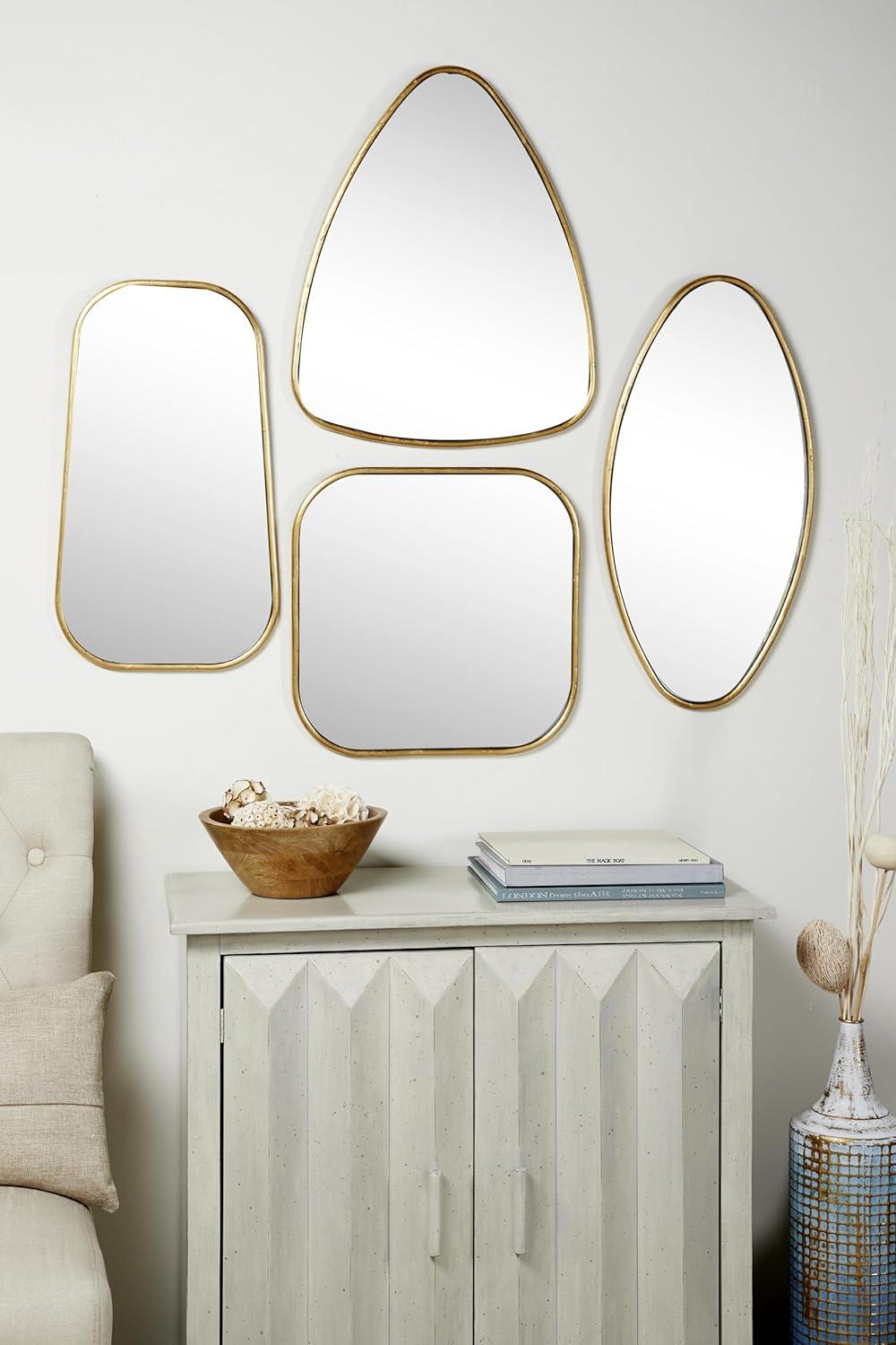 CosmoLiving by Cosmopolitan Metal Gold Wall Mirror with Varying Shapes Set